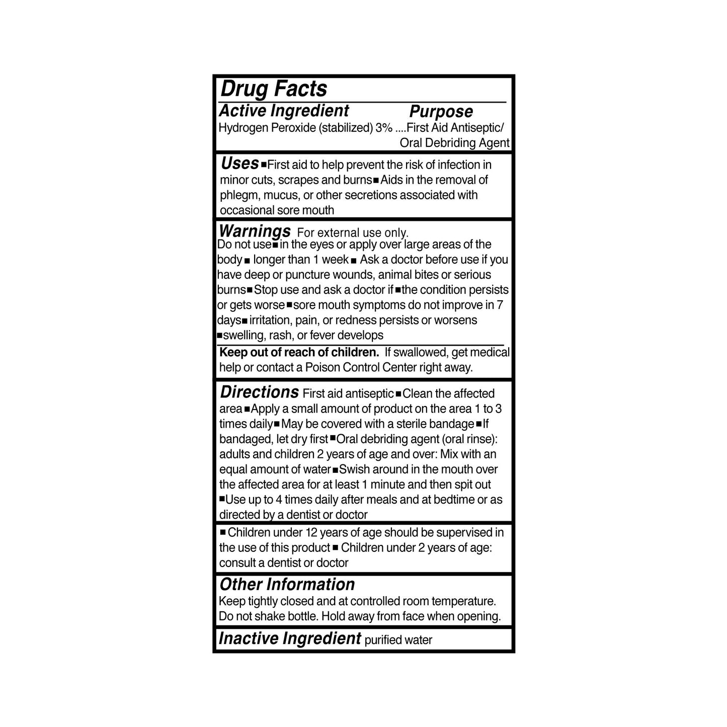 HYDROGEN PEROXIDE, 3% 16OZ (12/CS)