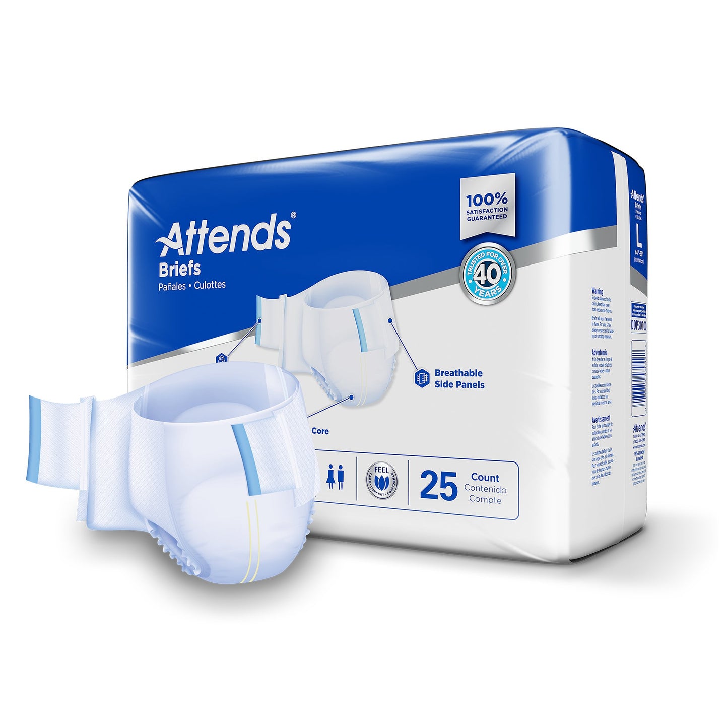 BRIEF, ATTENDS XHEAVY ABSORBENCY LG (25/BG 4BG/CS)