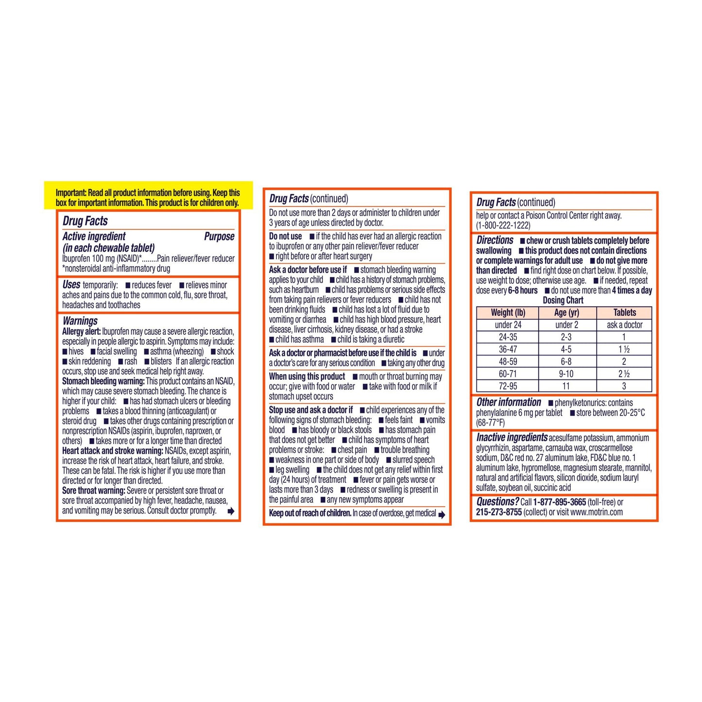 MOTRIN, TAB CHEWABLE CHLD GRAPE 100MG (24/BT)