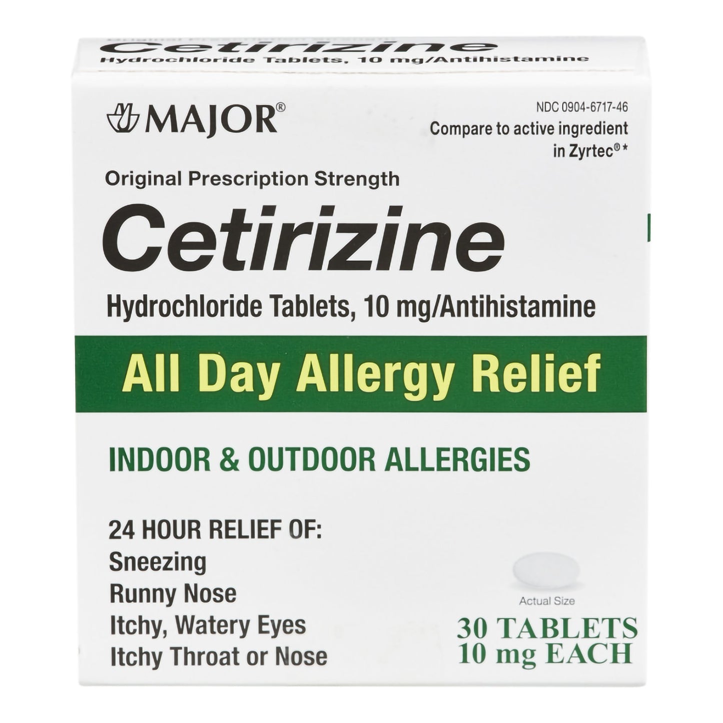 CETIRIZINE HCL, TAB 10MG (30/BT)