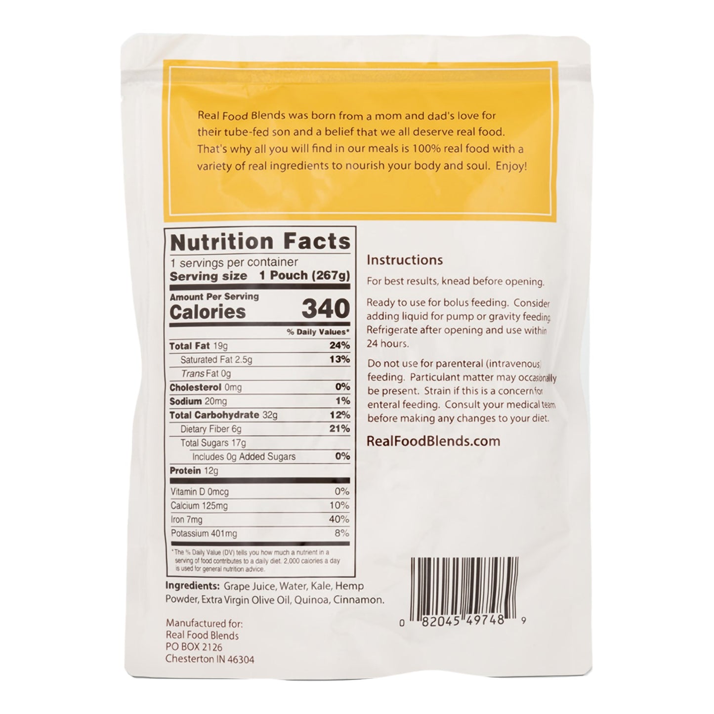 ENTERAL FEEDING, QUINOA/KALE &HEMP (12/CS)