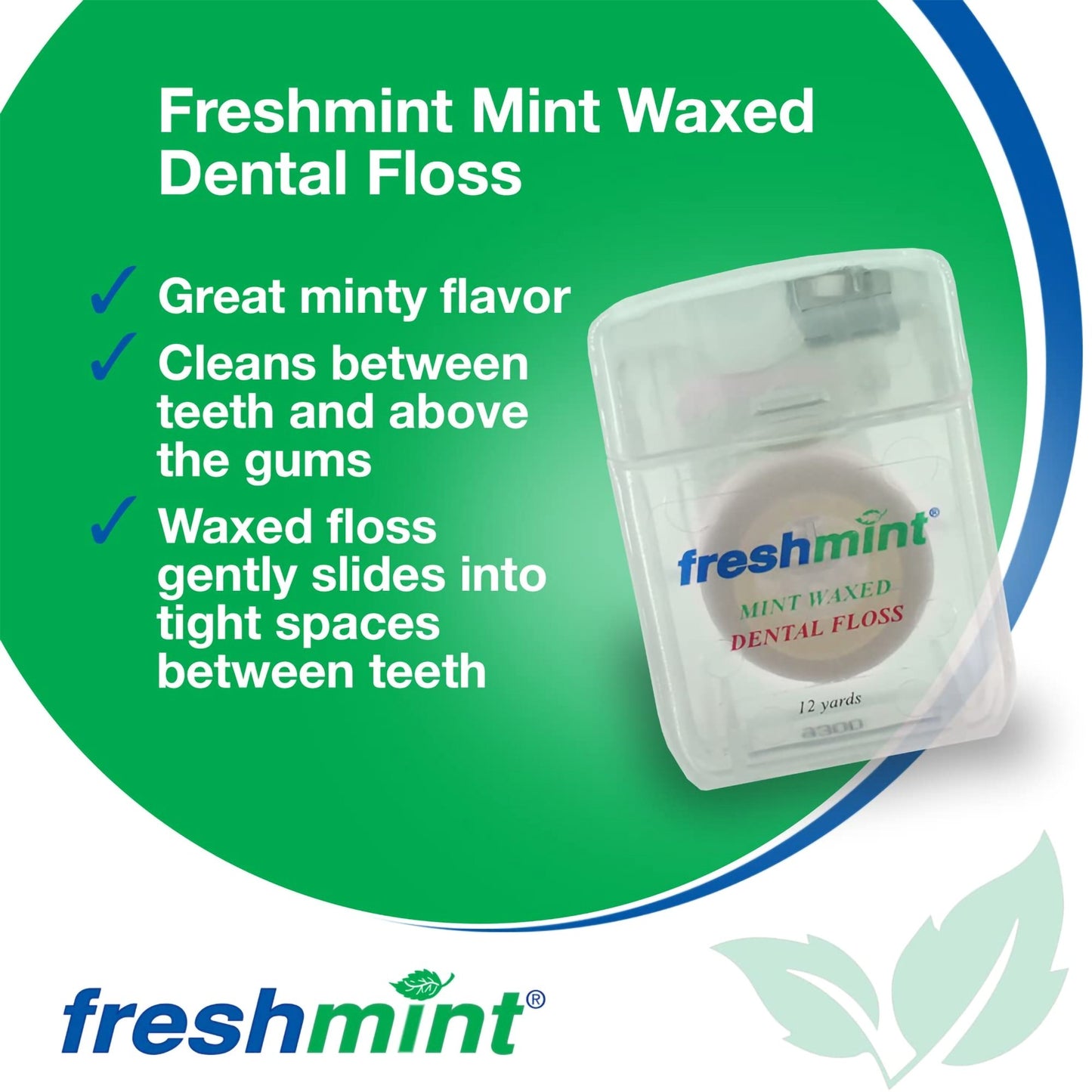 FLOSS, DENTAL WAXED MINT 12YDS(12/PK 12PK/CS)