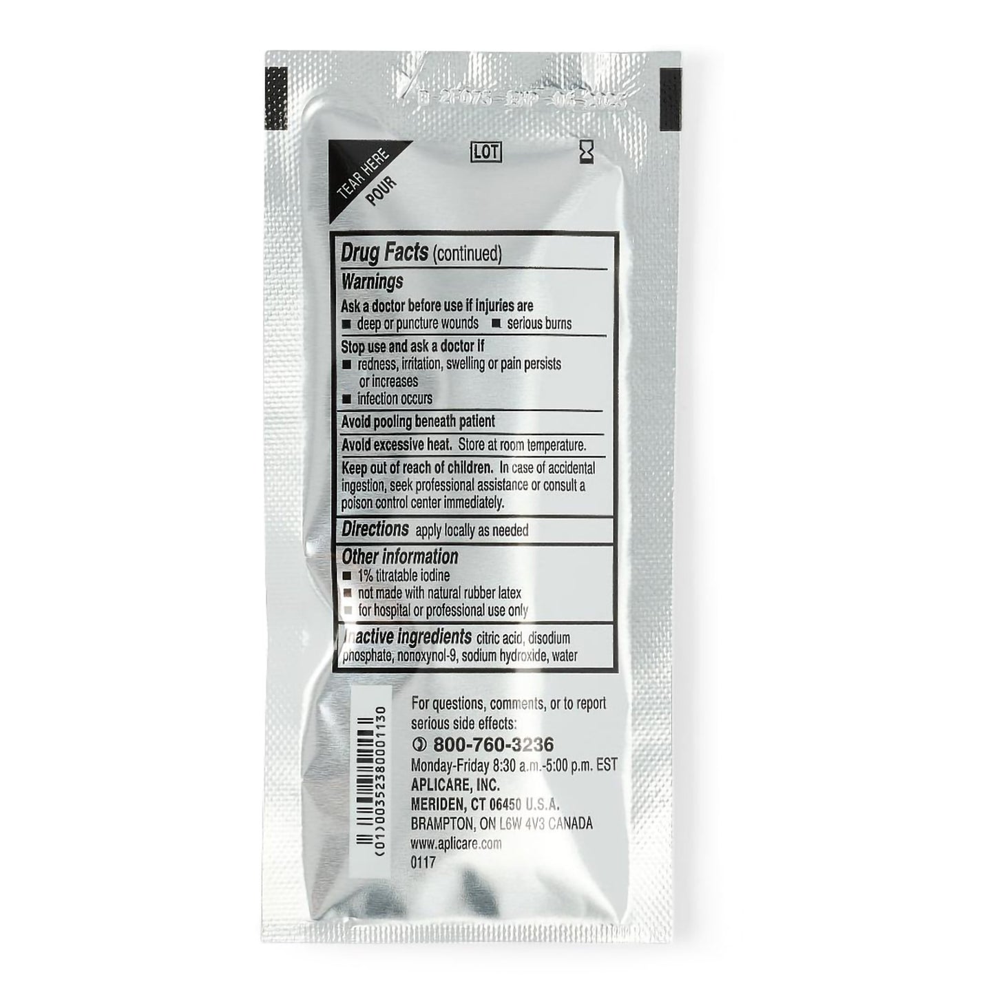 SOLUTION, POVIDONE IODINE POUCH (100/CS)