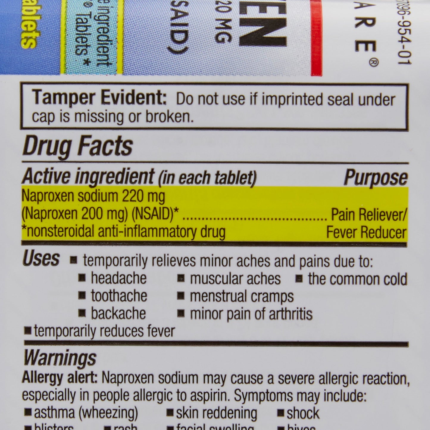 NAPROXEN SODIUM, TAB 220MG (100/BT 12BT/CS)