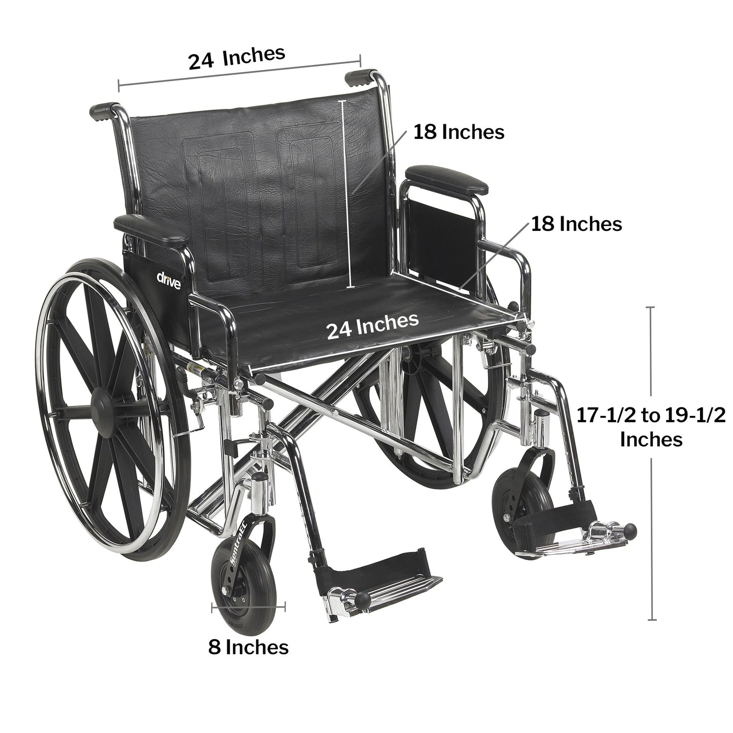 WHEELCHAIR, HD DUAL CROSS BRACE DDA SF 24" 450LBS