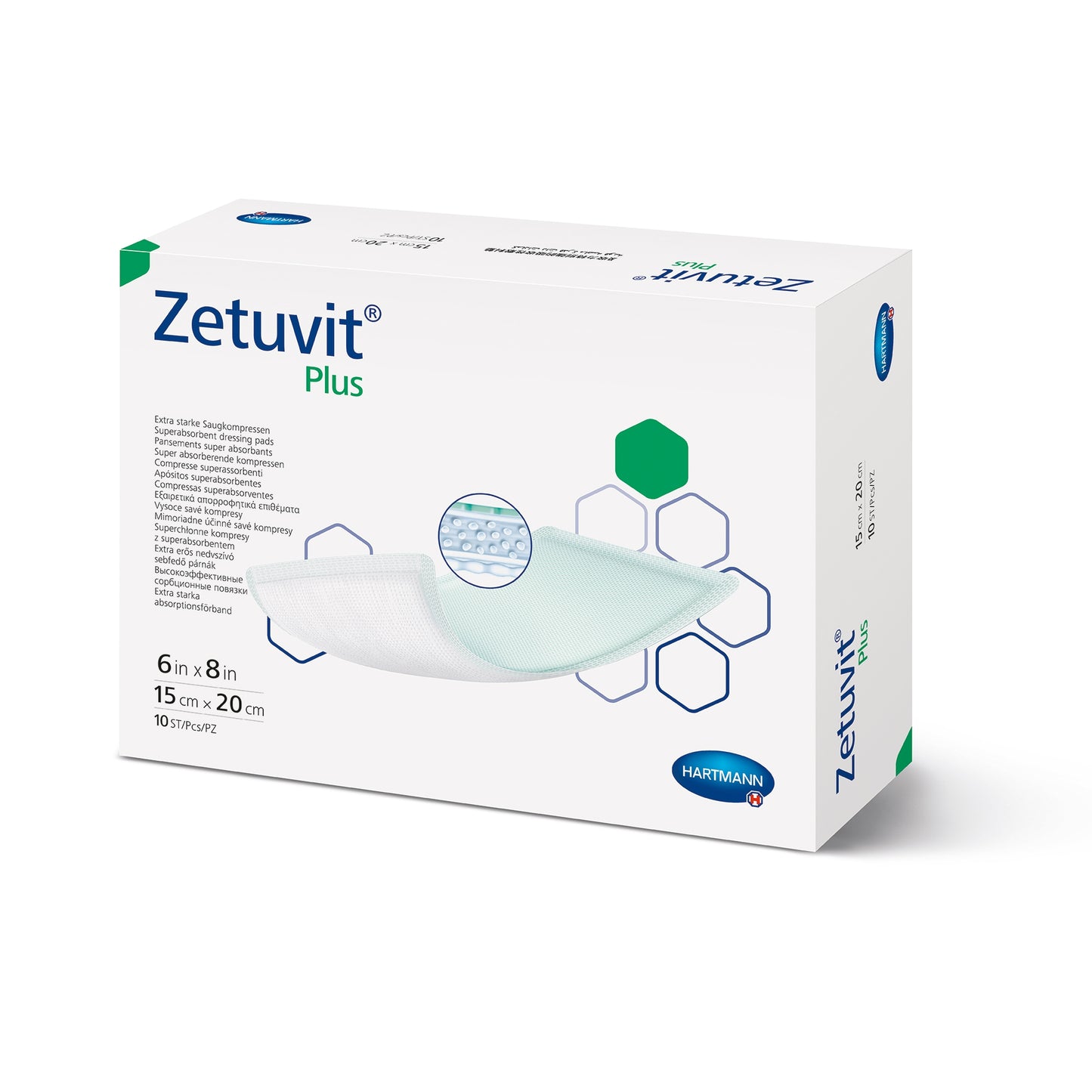 DRESSING, WOUND ZETUVIT PLUS W/SAP 6"X8" (10/BX)