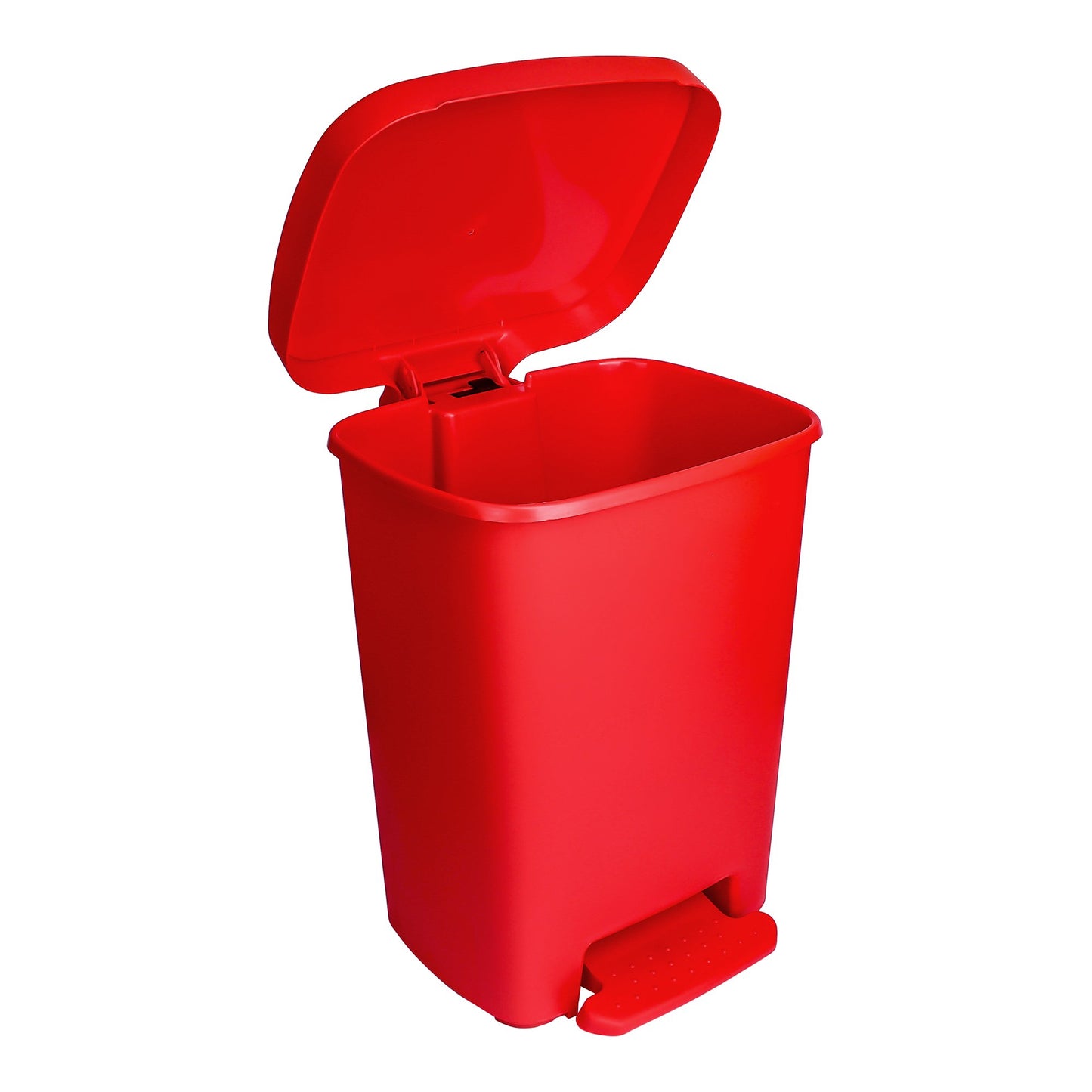 WASTECAN, STEP-ON RECTGL PLAS RED 32QT