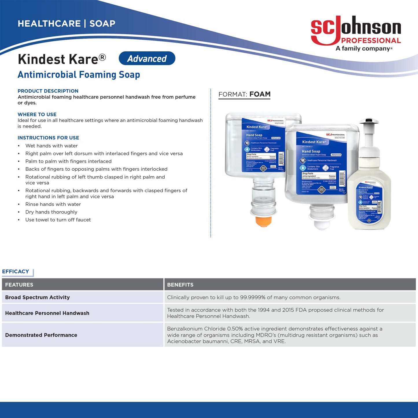 HANDWASH, KINDEST KARE ADVANCED FOAMING 1L (6/CS)