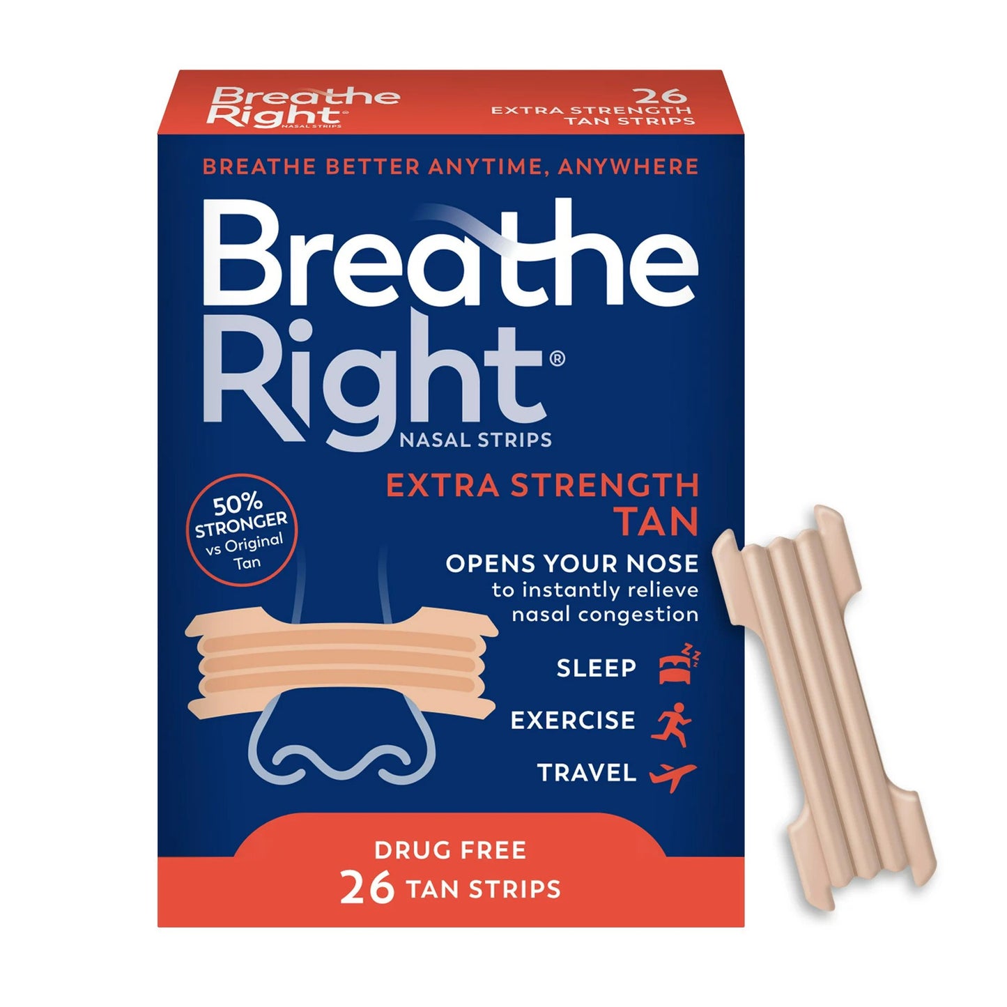 BREATHE RIGHT, NASAL STRIP XS TAN (26/BX)