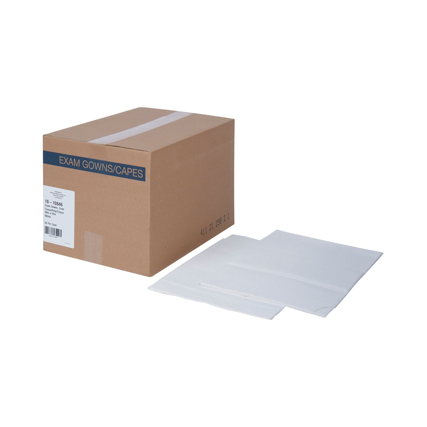 GOWN, EXAM T/P/T ECON WHT 30X42 (50/CS)