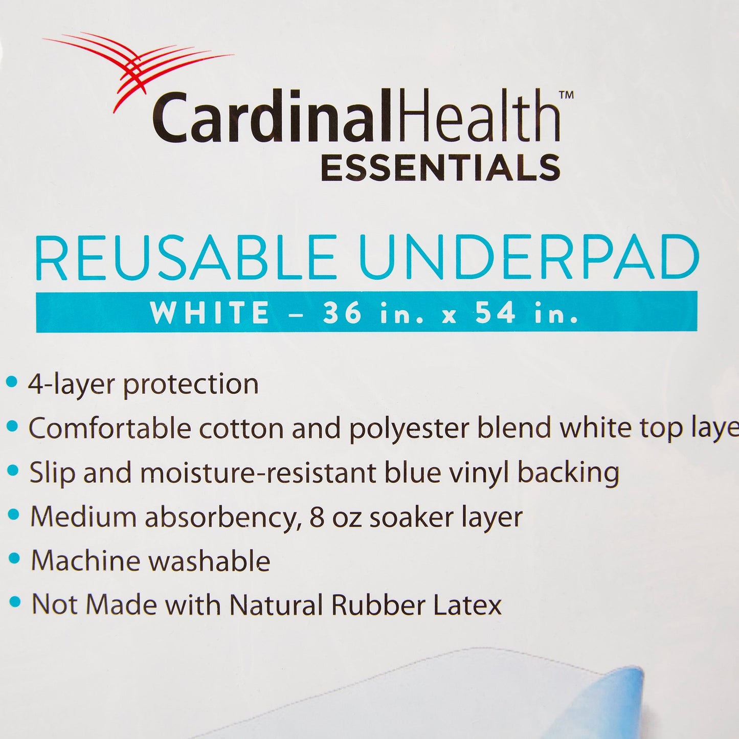 UNDERPAD, BED WATERPRF PVC BCKBLU/WHT 36"X54" (10/CS)