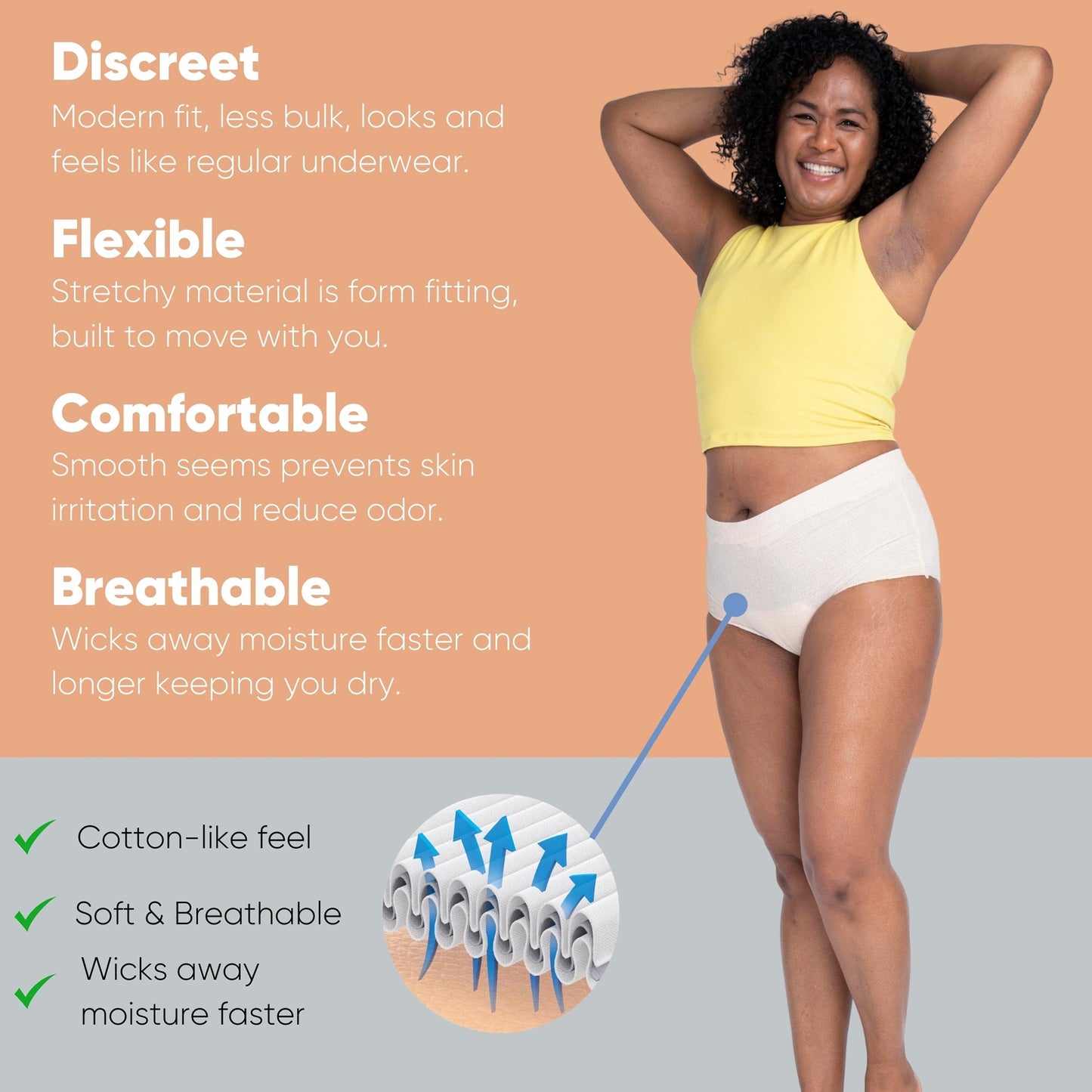 UNDERWEAR, NEXWEAR WMN DISP W/PAD LG 28-42" (15/PK 4PK/CS)