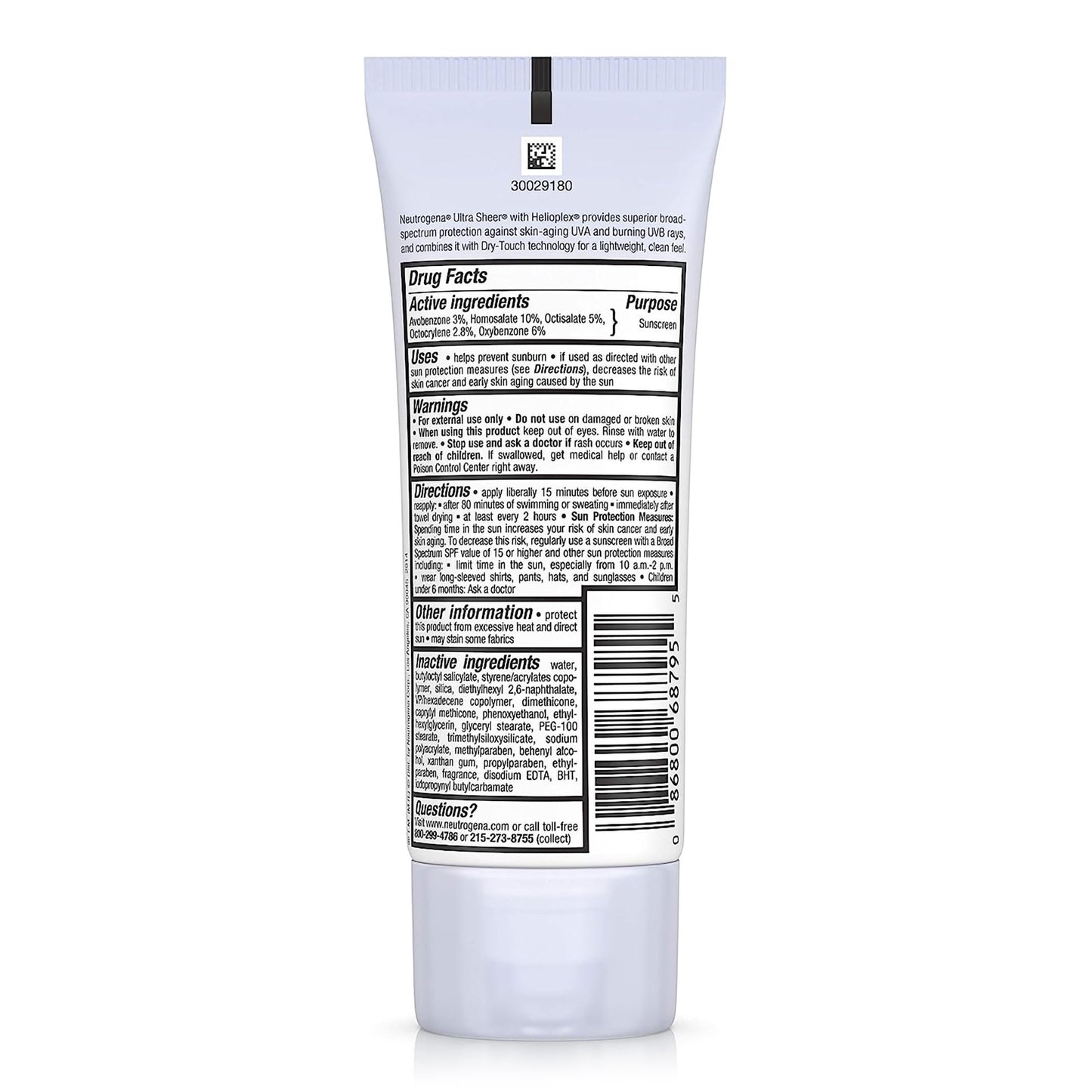 SUNSCREEN, LOT NEUTROGENA ULTRA SHEER SPF45 3OZ