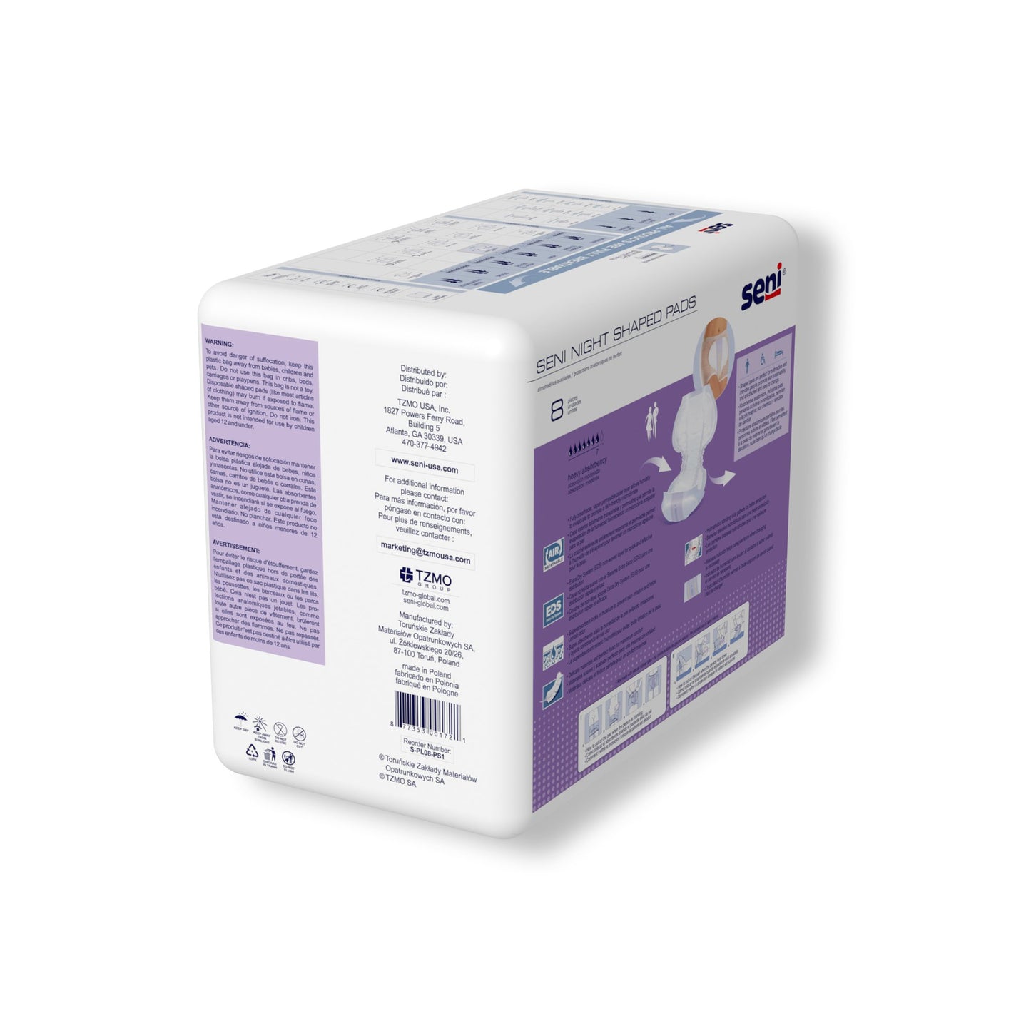 PAD, SENI SHAPED NIGHT (8/PK 6PK/CS)