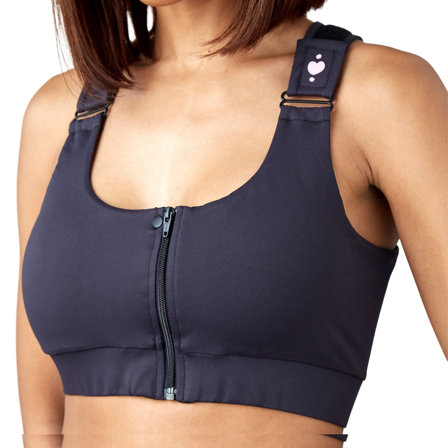 BRA, PST-OP SHIRL W/DBL ZIP FRNT CLSR STRAP BLK MED (36/CS)