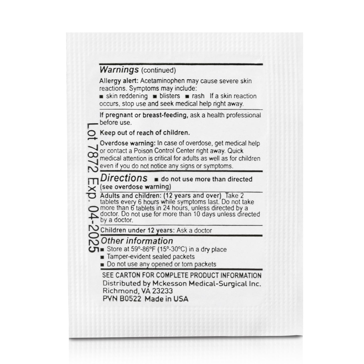 ACETAMINOPHEN TAB 500MG 250 X 2 UD BX 12BX/CS