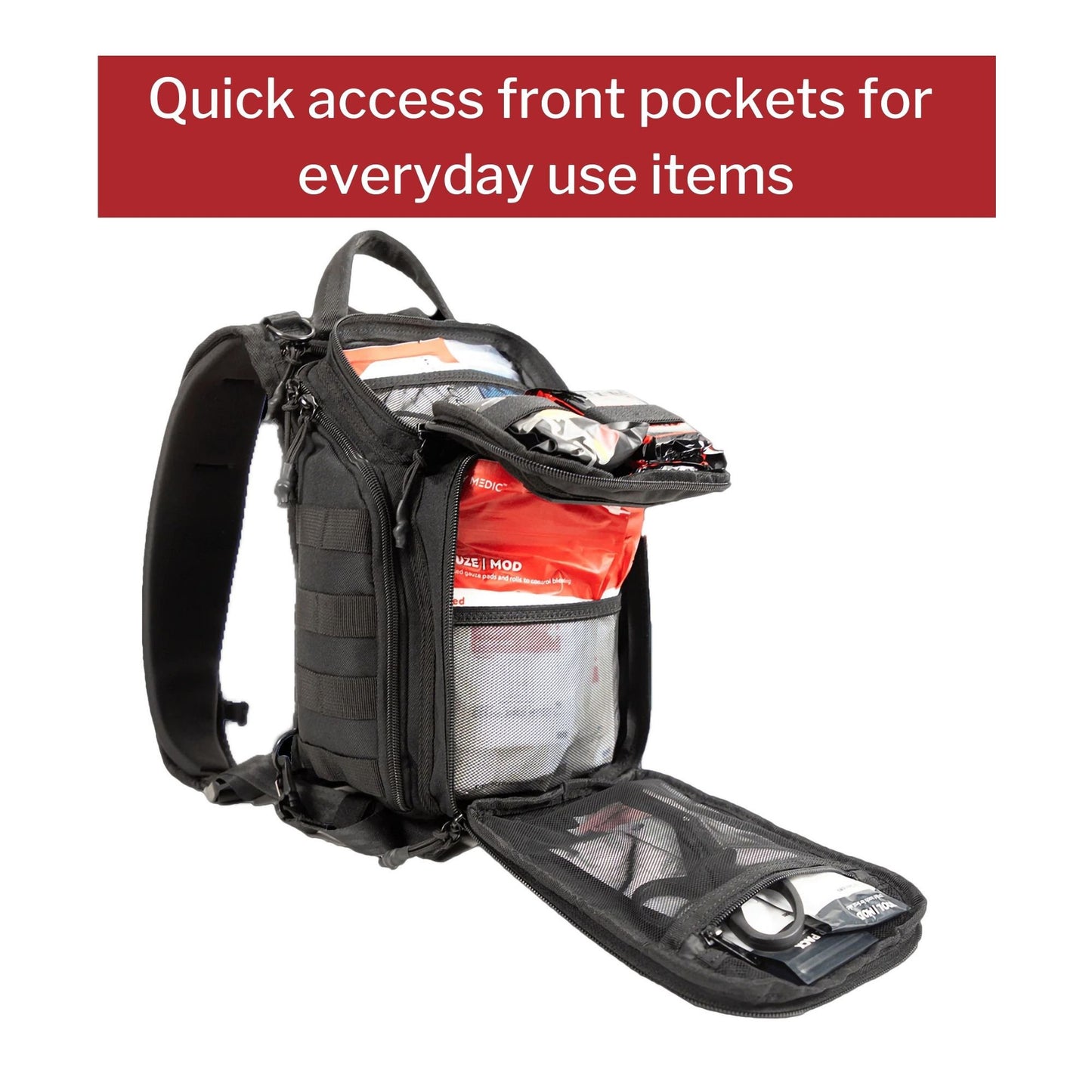 FIRST AID KIT, RECON STD 250PCNYLON BAG BLK 12.5X8.5X7.25"