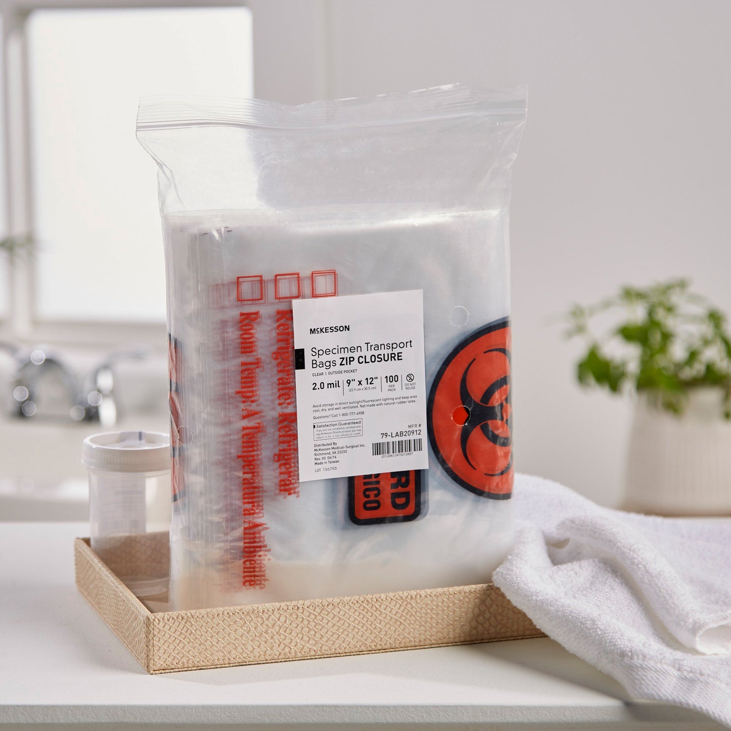 BAG, SPCMN BIOHAZ O/SIDE PCKT ZIPLCK 9X12 (100/PK)