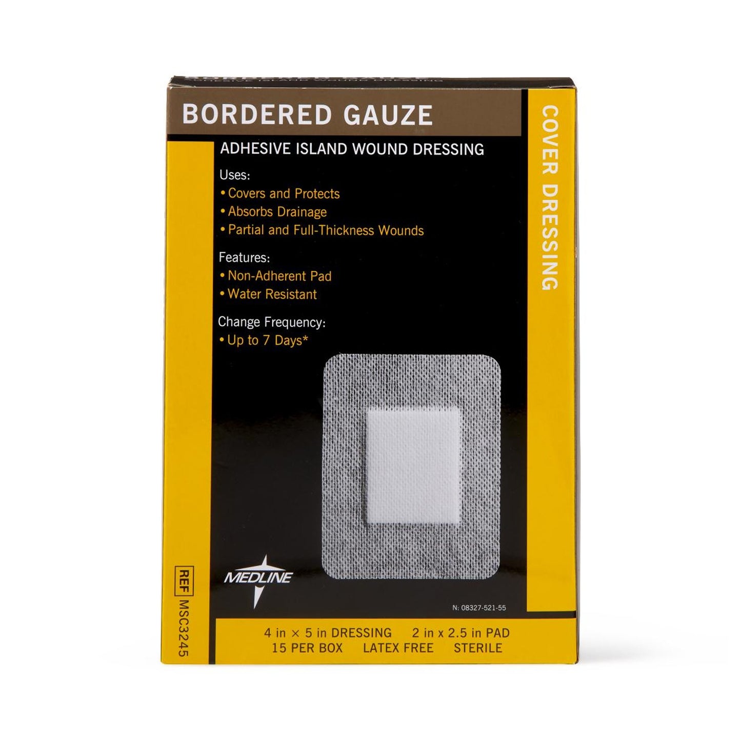 DRESSING, ADH W/BORDER GAUZE/PAD 4"X5" (15/BX 10BX/CS)