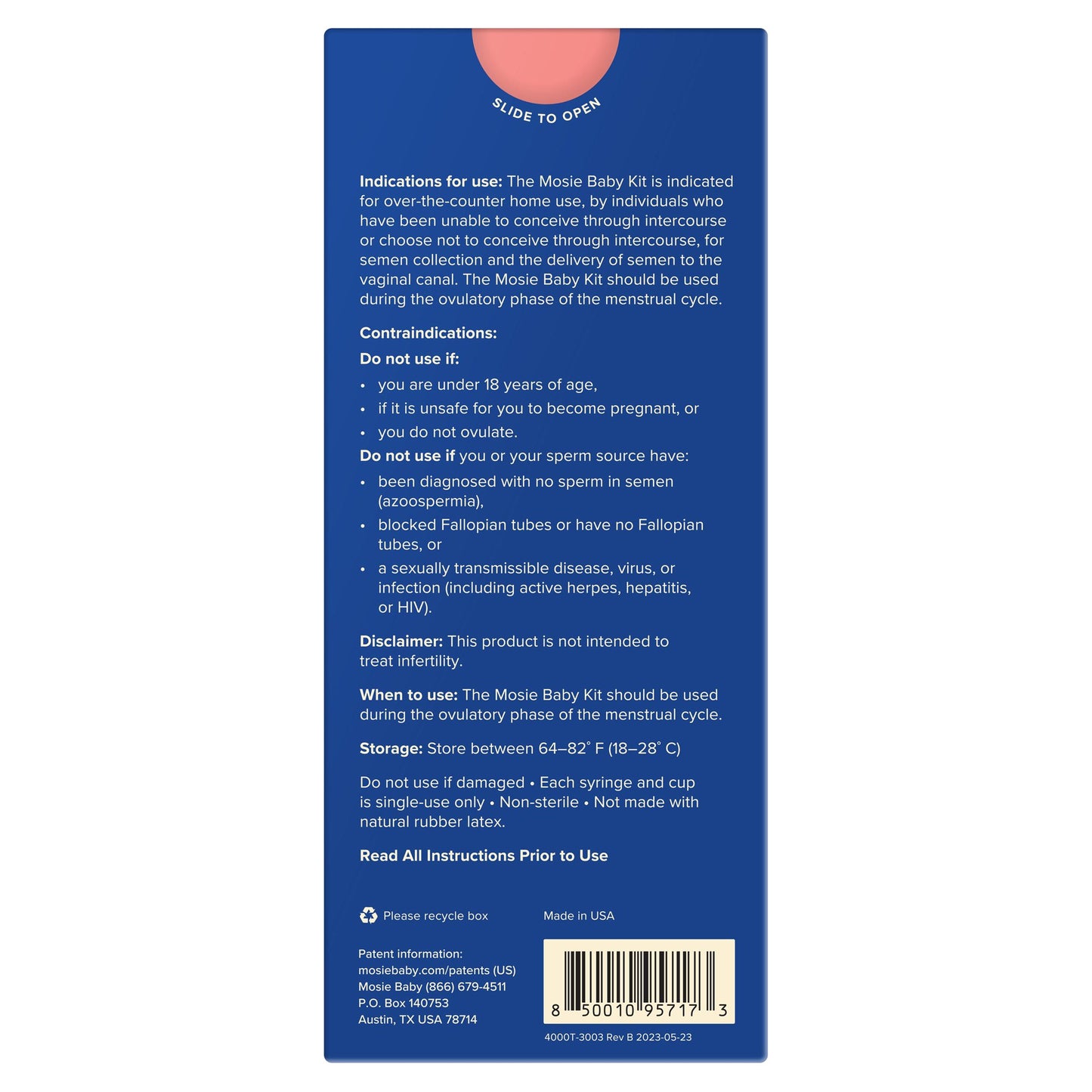 INSEMINATION KIT, MOSIE BABY AT-HOME (2/KT 24KT/CS)
