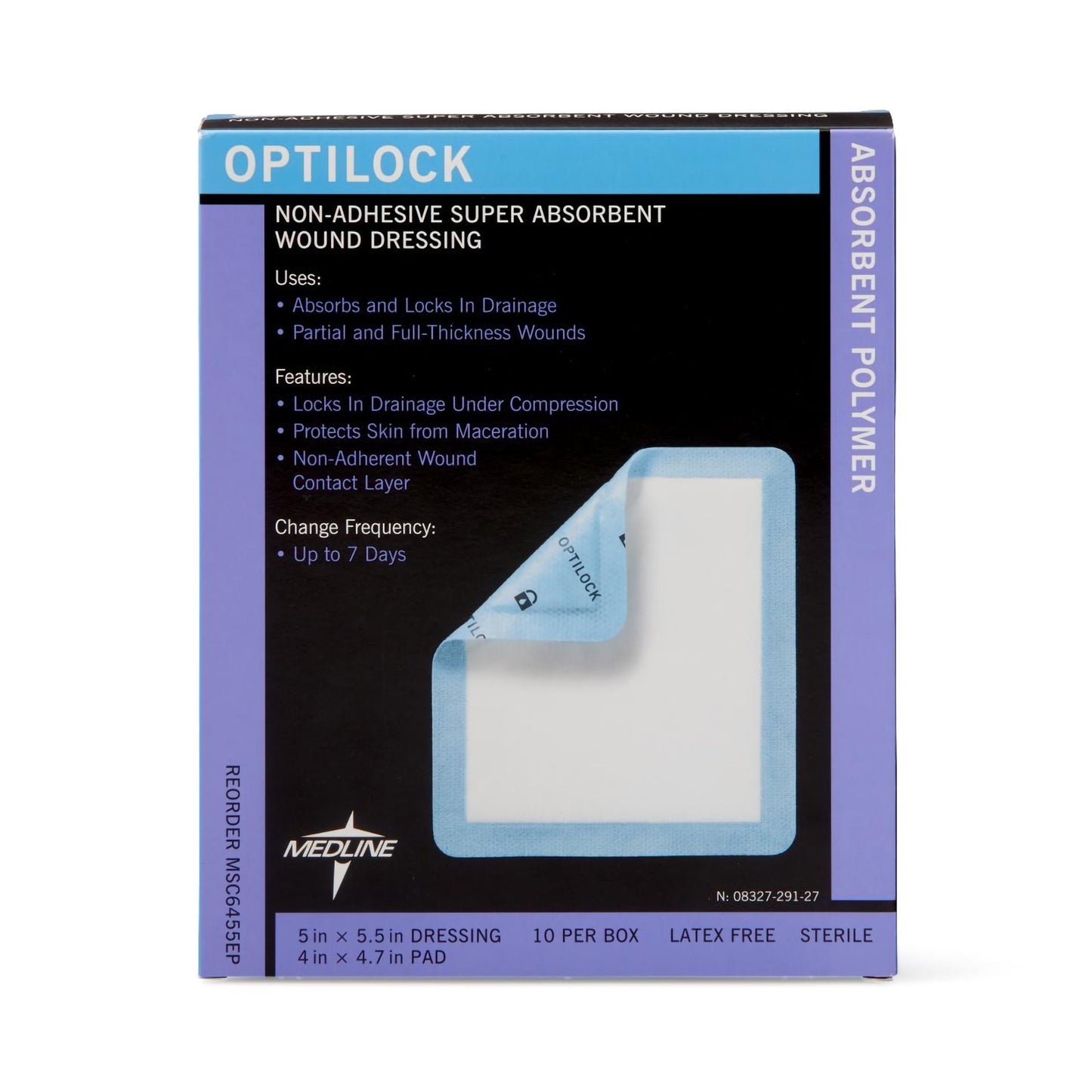 DRESSING, WND OPTILOCK N/ADH 5X5.5" (10/BX 10BX/CS)