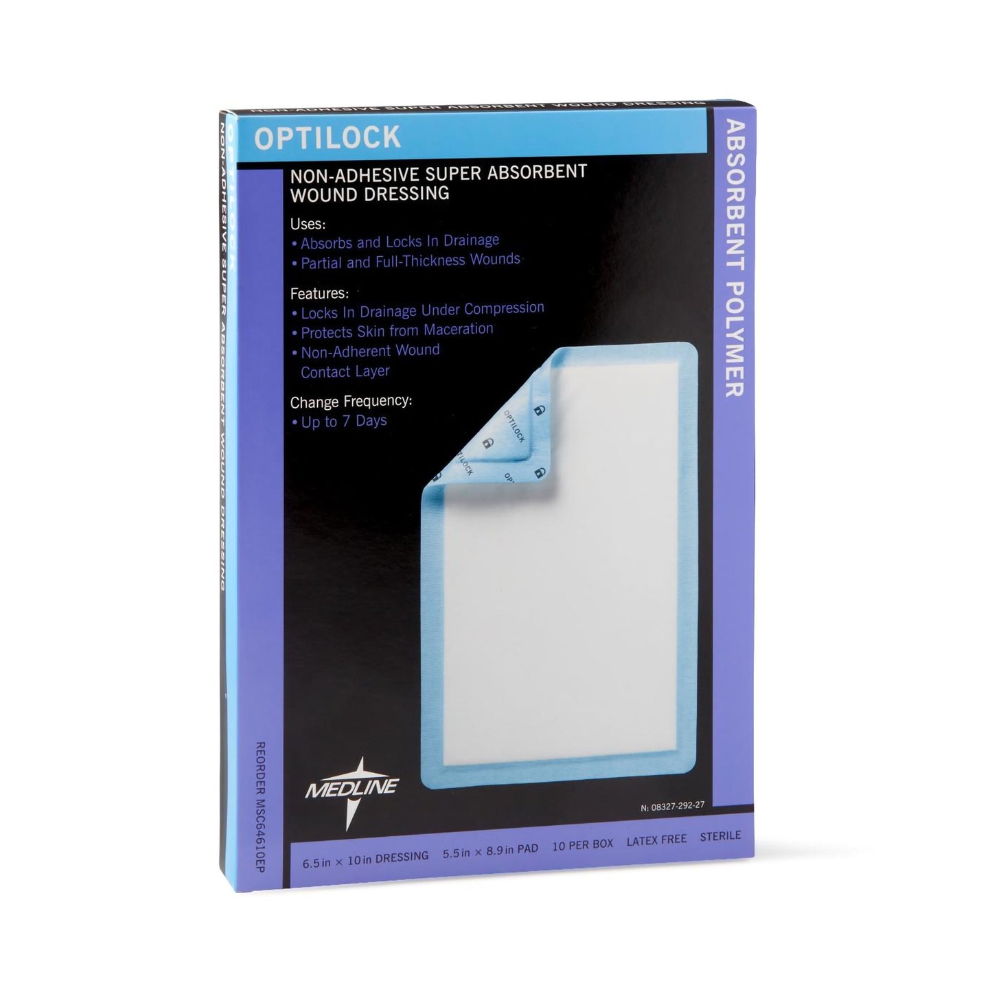 DRESSING, WND OPTILOCK N/ADH 61/2X10" (10/BX 5BX/CS)