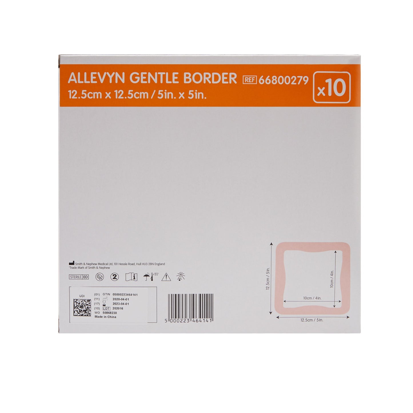 DRESSING, ALLEVYN GENTLE BRDR 5"X5" (10/BX 4BX/CS)
