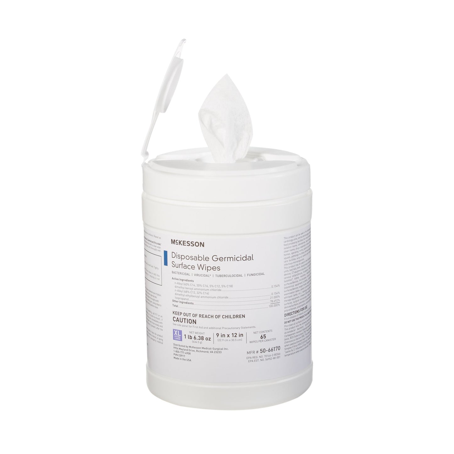 WIPE, GERMICIDE XLG 9"X12" (65/BX 12BX/CS)