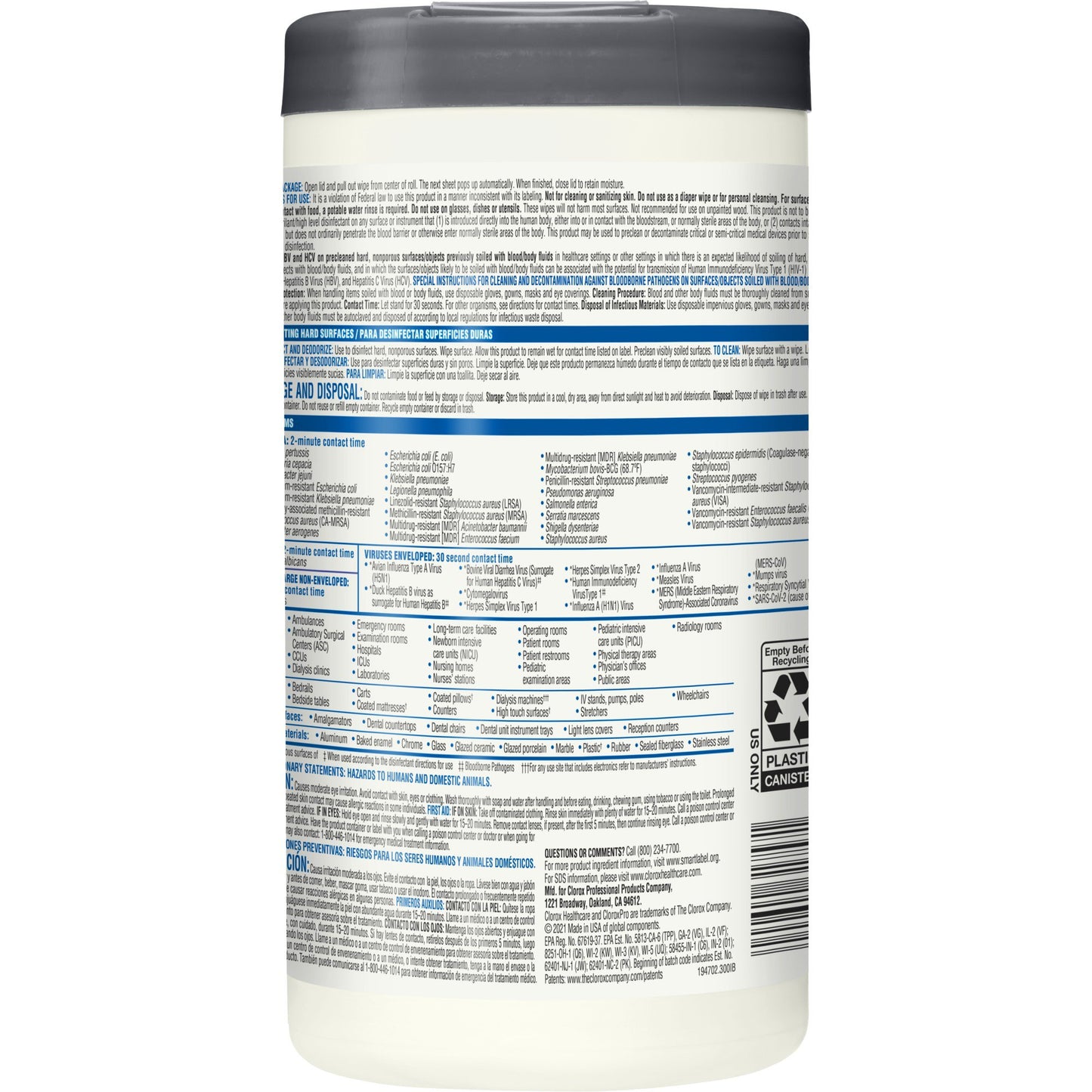 WIPE, DISINFECTANT VERSASURE ALCOHOL FREE (85/CT 6CT/CS)