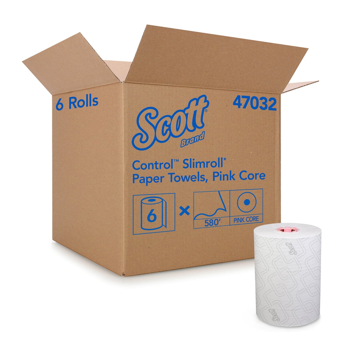 TOWEL, PAPER SCOTT SLIMROLL WHT 580' (6/CS) PINK CORE