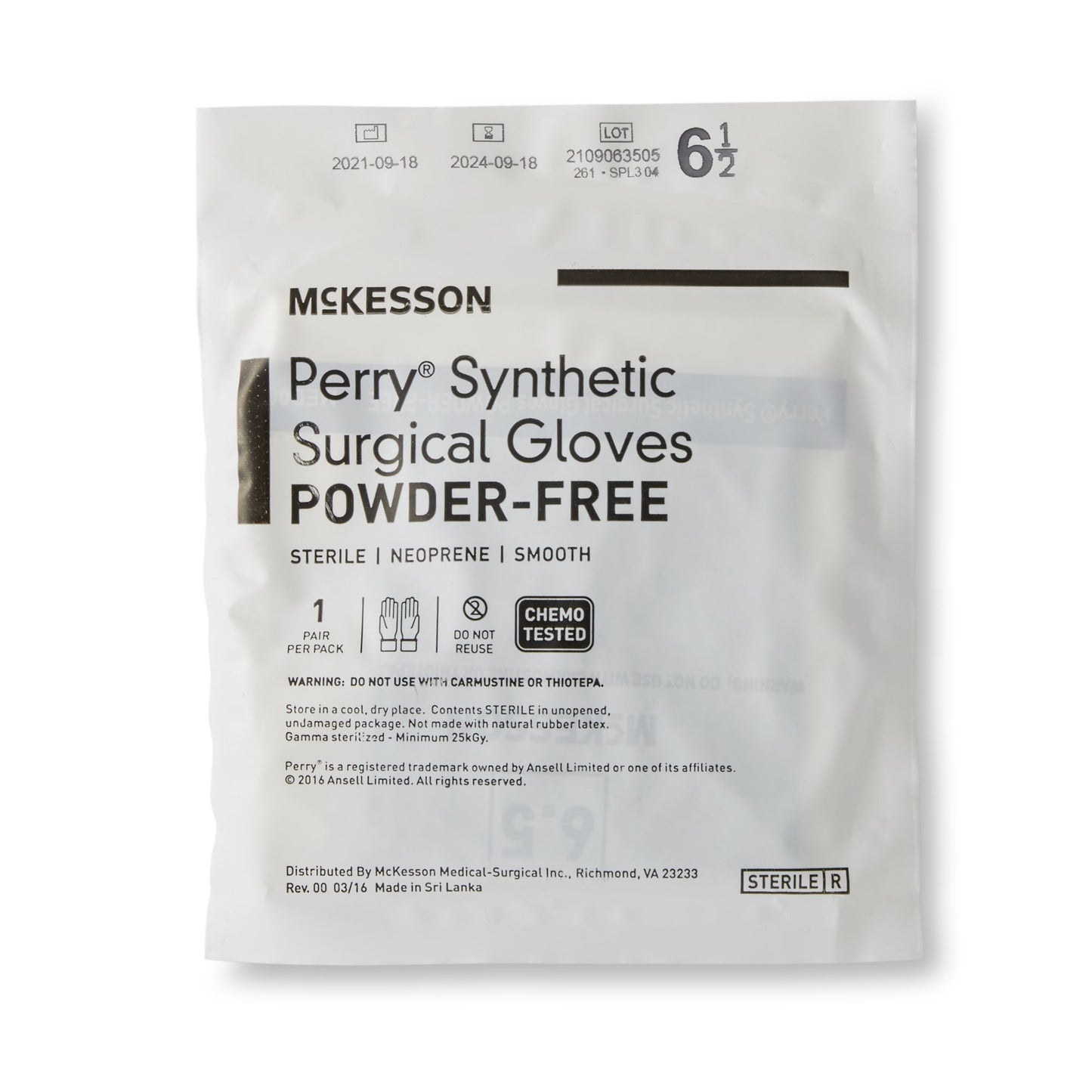 GLOVE, SURG NPRN 6.5 STR2 SMTHCHEMO (50PR/BX 4BX/CS)