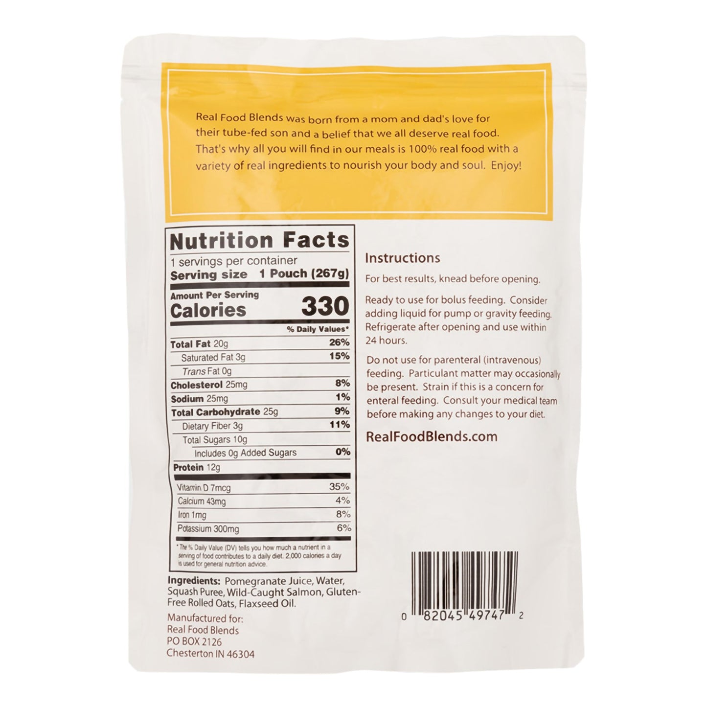 ENTERAL FEEDING, SALMON/OATS &SQUASH (12/CS)