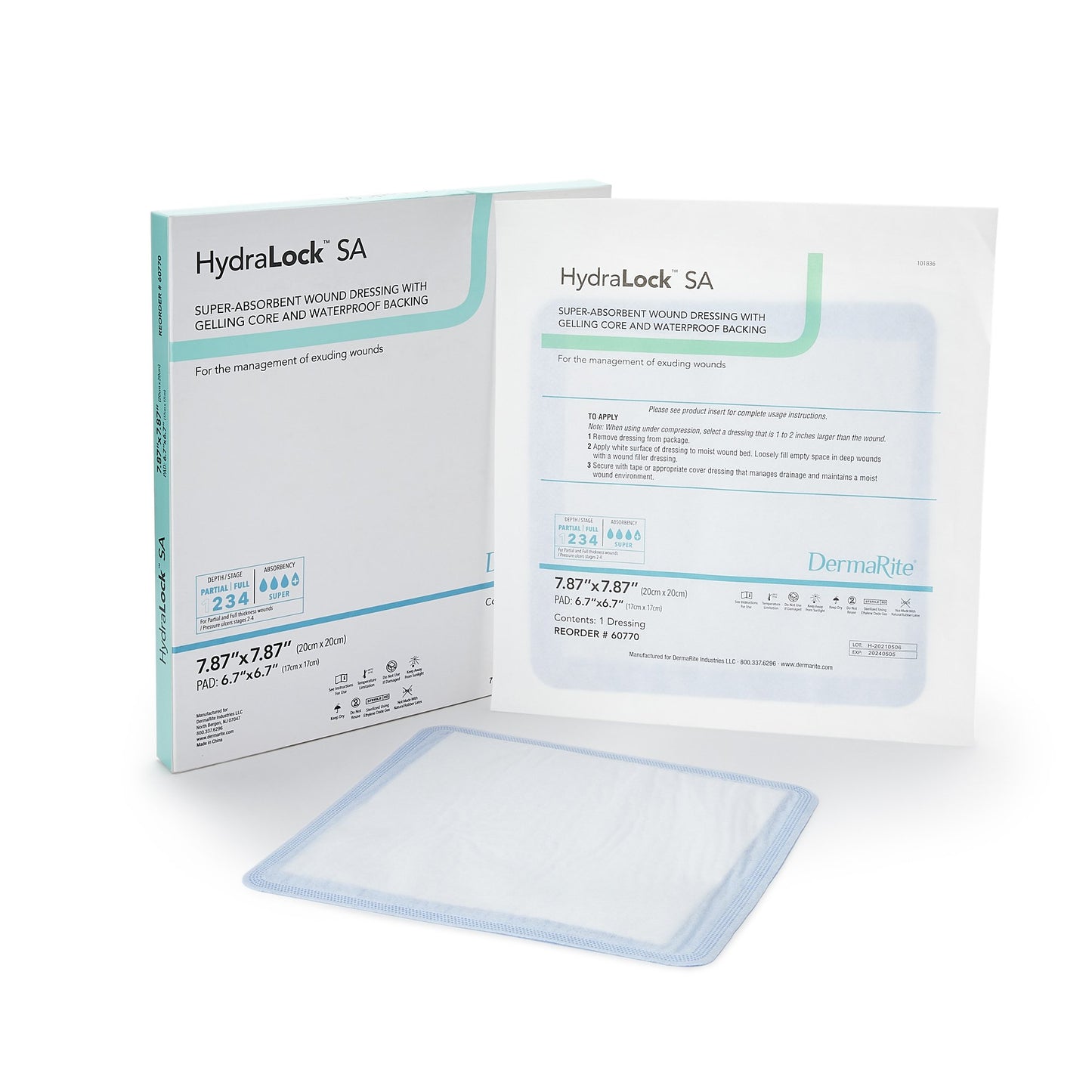DRESSING, HYDRALOCK SUPER ABSORBENT 7"X7" (10/BX)