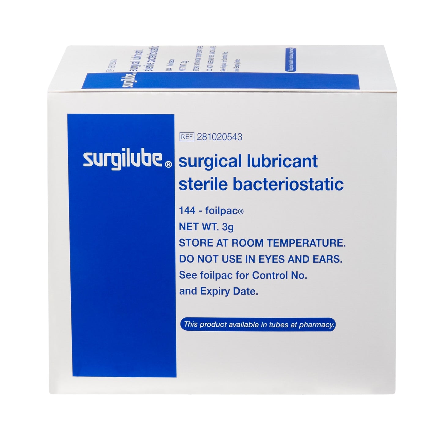 LUBRICATING JELLY, SURGILUBE SSTR 3GM (144/BX 12BX/CS