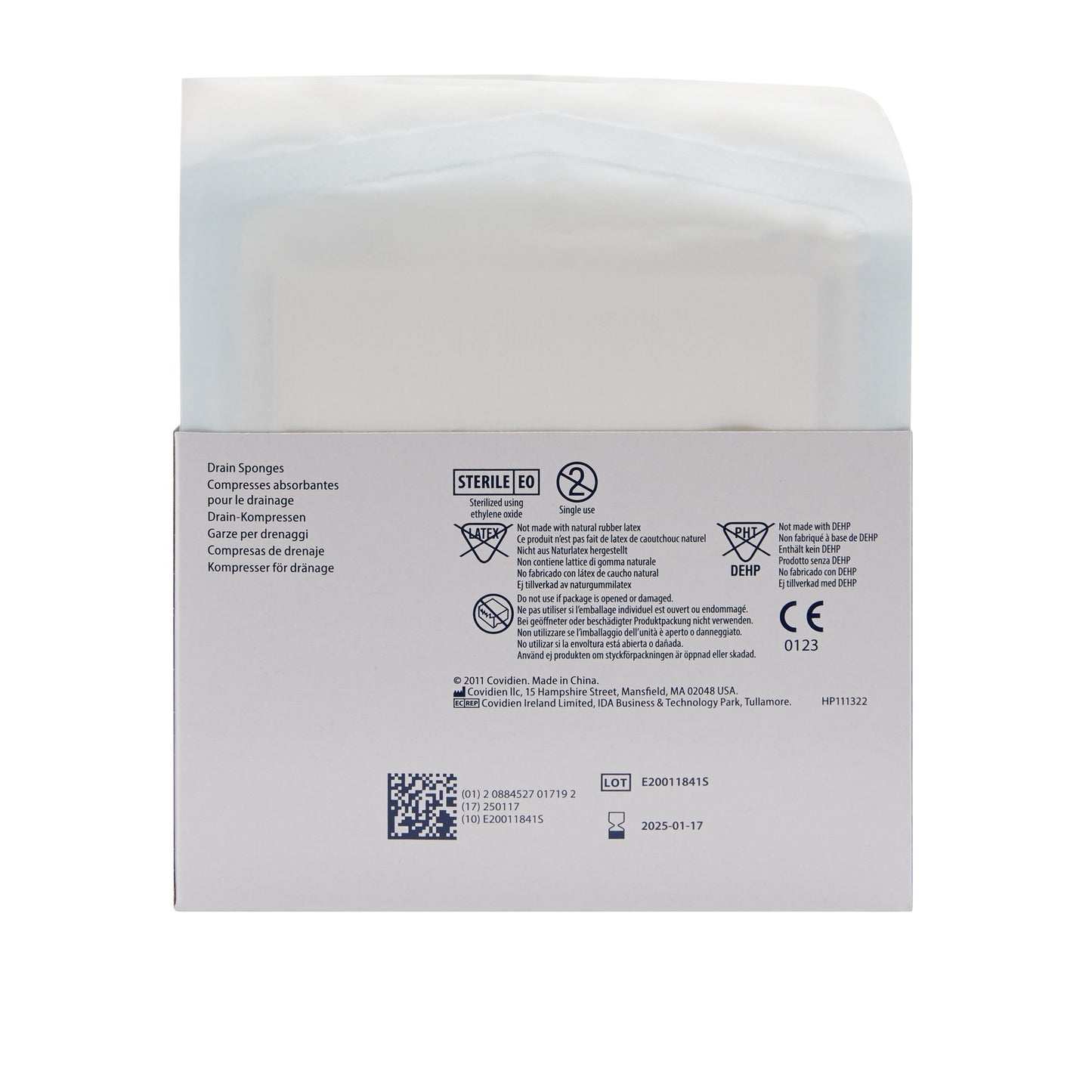 SPONGE, DRN 4"X4" 6PLY 2'S (2/PK 25PK/CT 12CT/CS) KENDAL