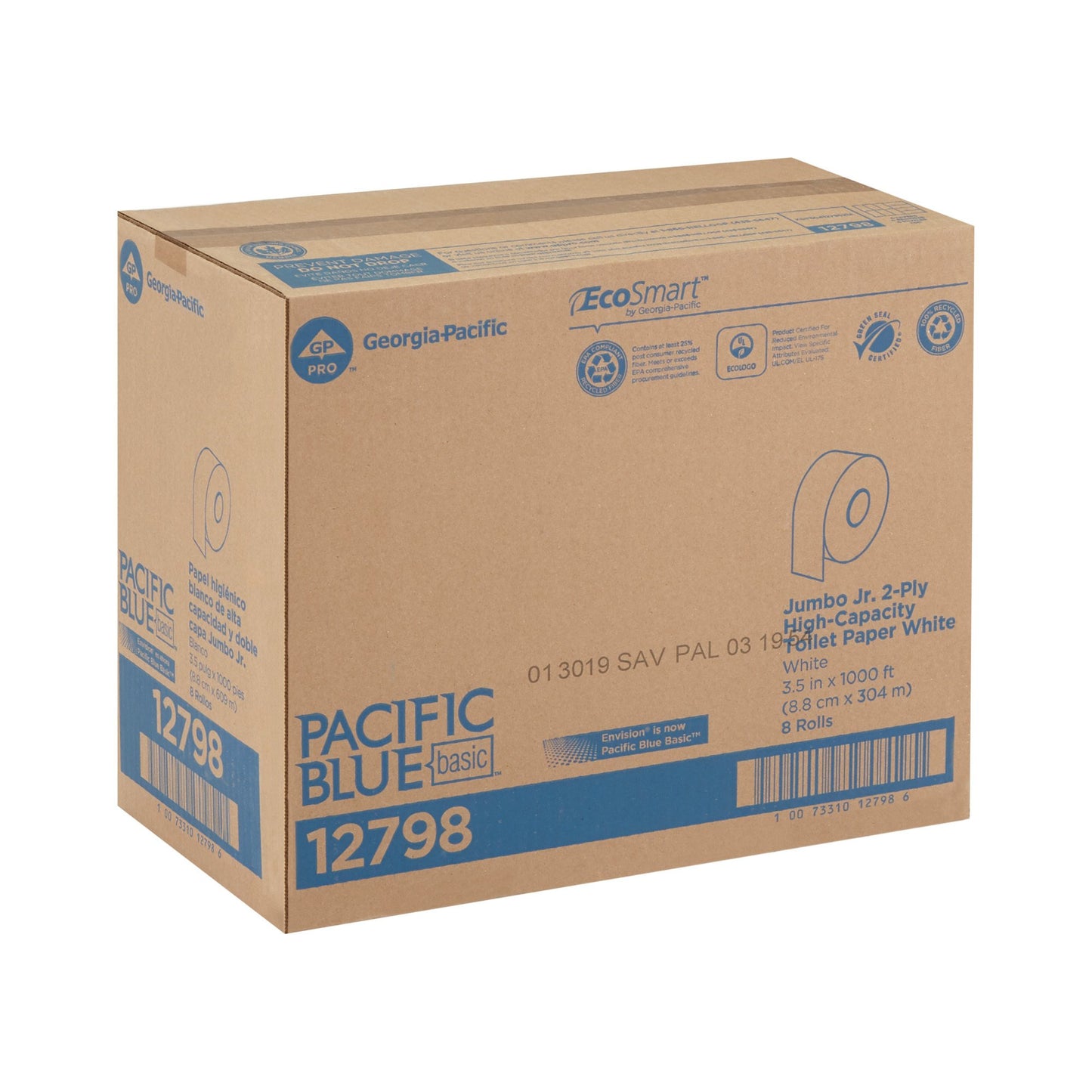 TISSUE, TOILET ENVSN 2PLY JUMBO WHT (8RL/CS)