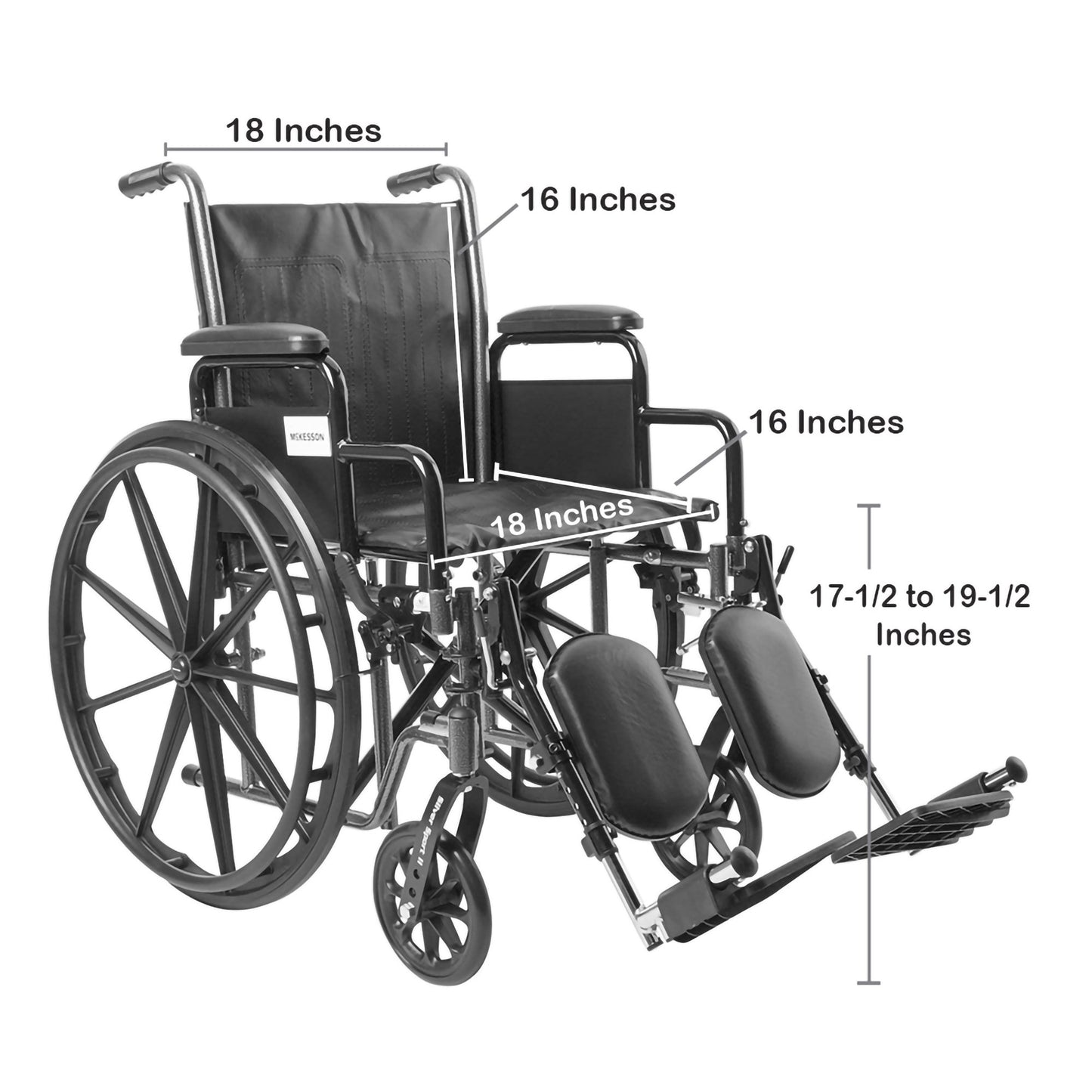 WHEELCHAIR, DDA ELR 18" 300LBS