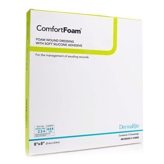 DRESSING, WOUND CMFRT FM SIL ADH W/O BORDER 8"X8" (5/BX)