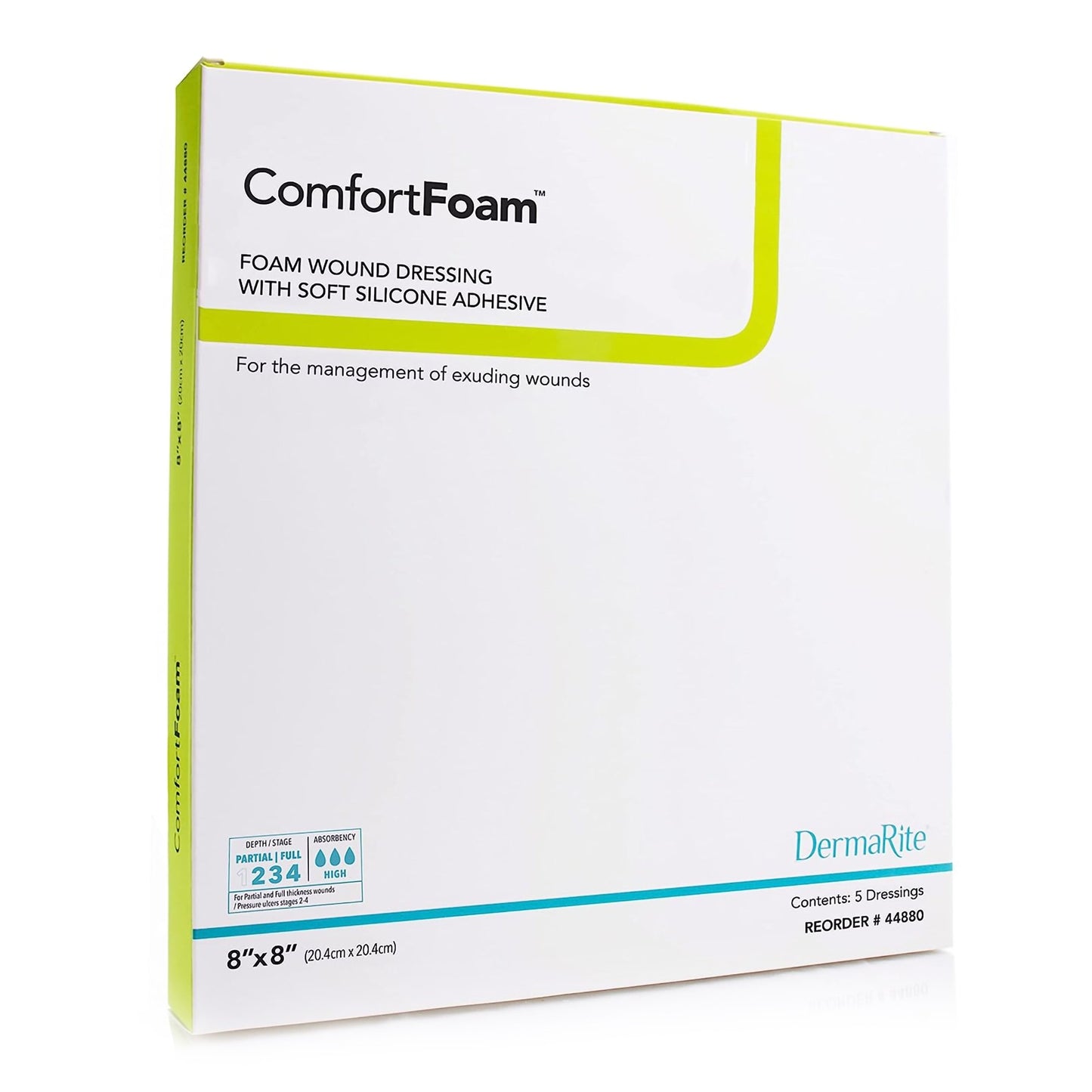DRESSING, WOUND CMFRT FM SIL ADH W/O BORDER 8"X8" (5/BX)