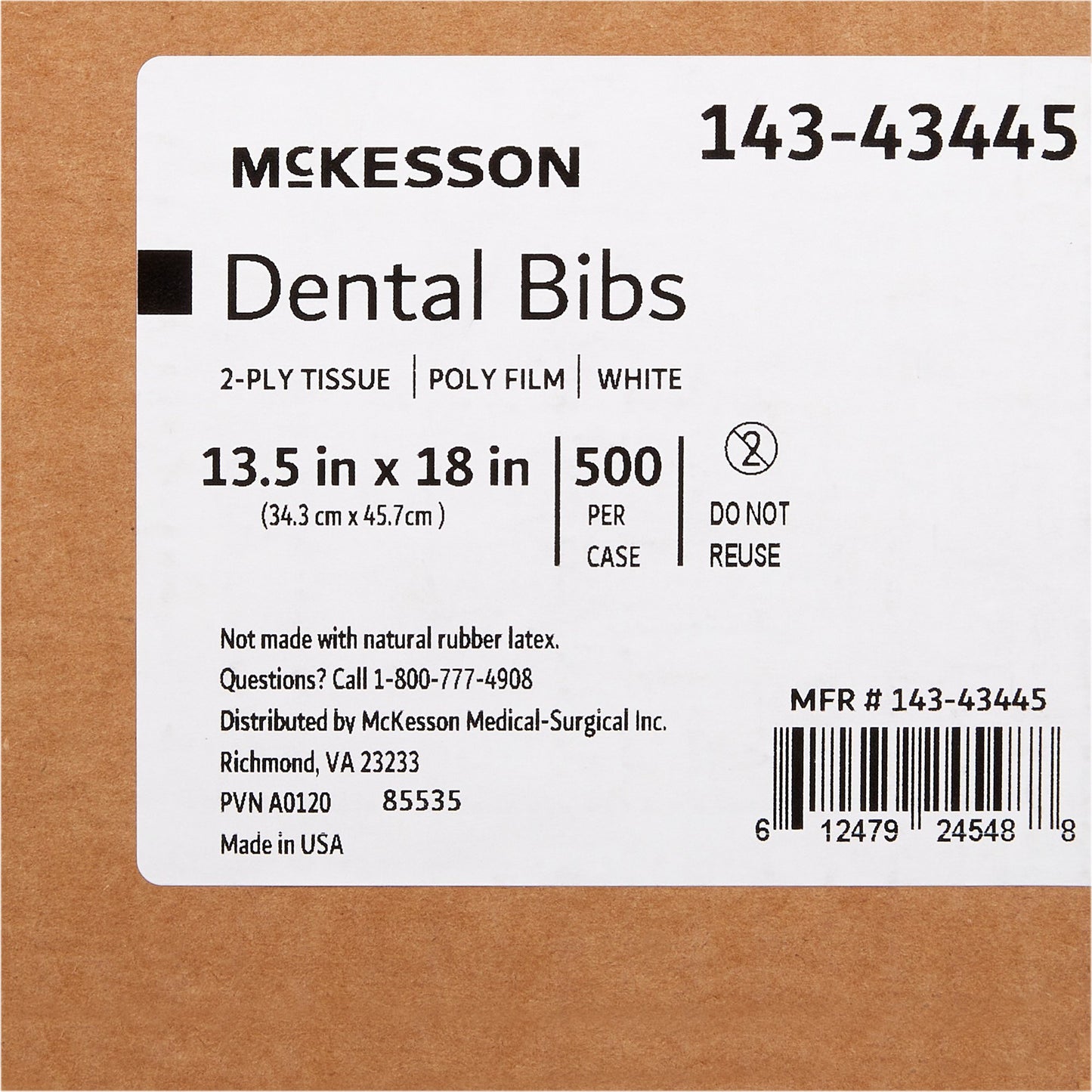 BIB, DENTAL TIP WHT 13.5"X18" (500/CS)