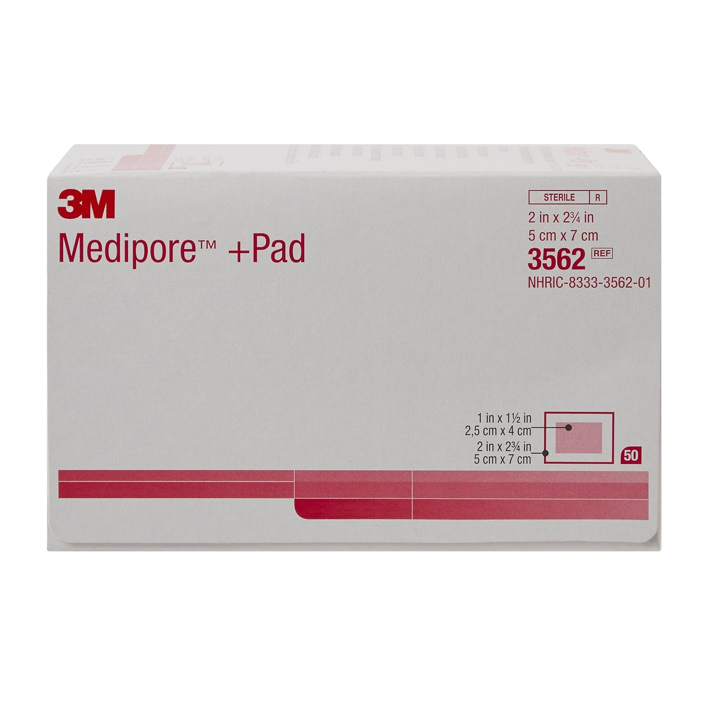 DRESSING, SOFT CLOTH MEDIPORE +PAD 2"X2 3/4"(50/BX)