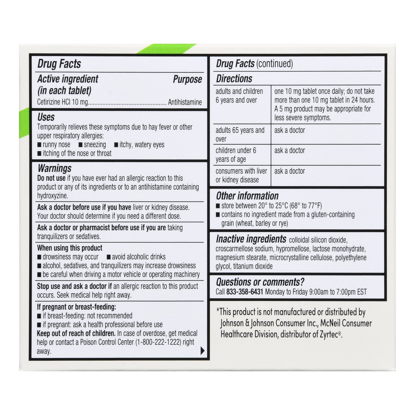 ALL DAY ALLERGY, TAB FT CETIRIZINE HCL 10MG (14/BT)