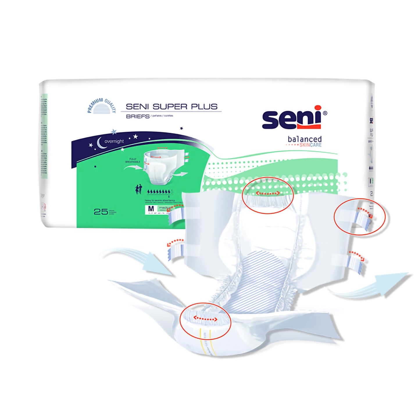 BRIEF, INCONT SENI SUPER PLUS REG 40"-50" (25/PK 3PK/CS)