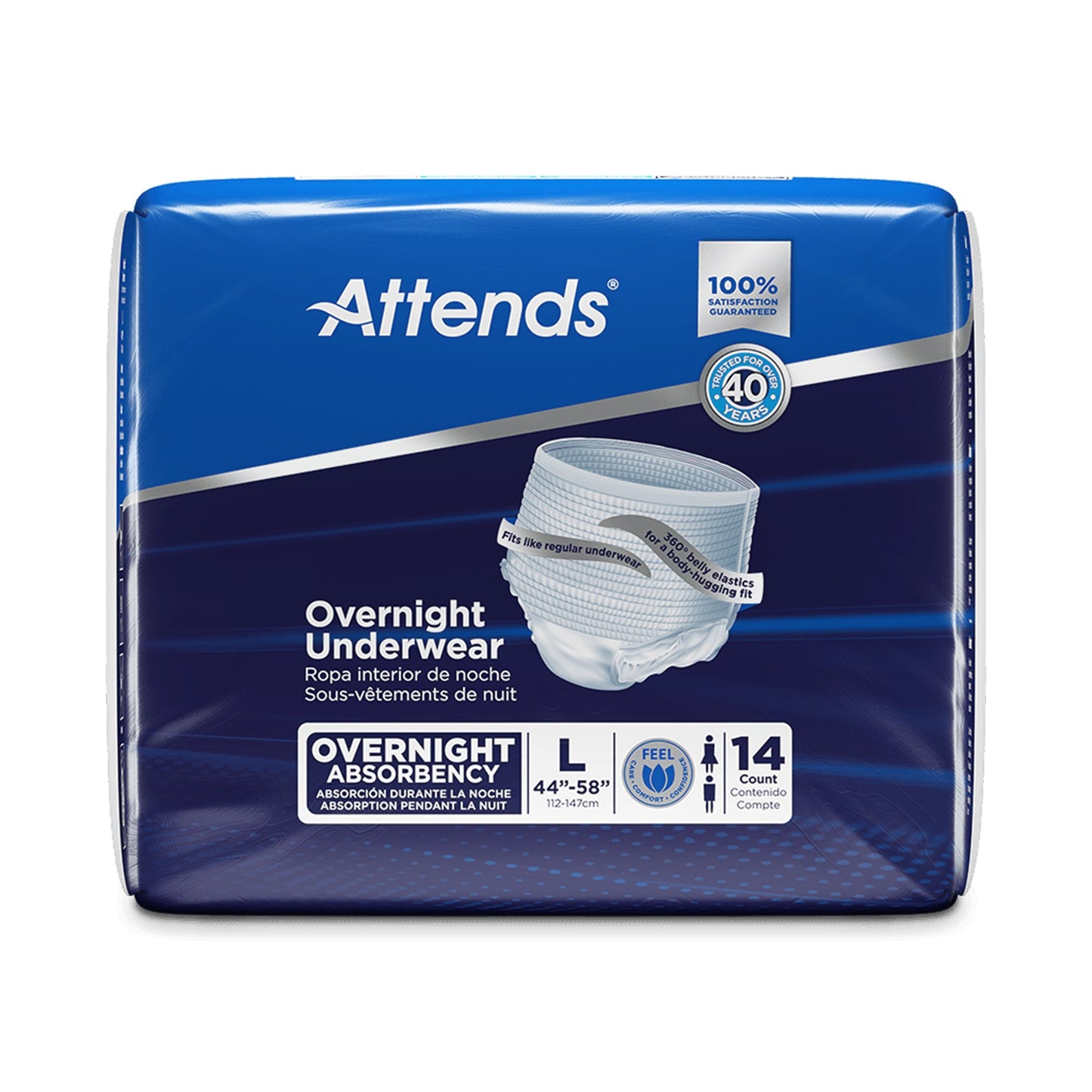 UNDERWEAR, INCONT OVERNIGHT SUPER+ LG (14/BG 4BG/CS)