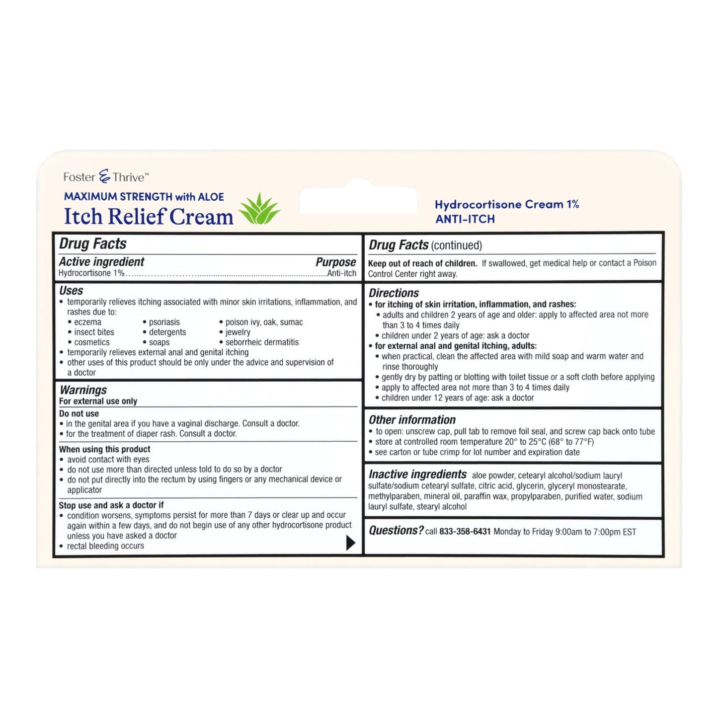 HYDROCORT+ALOE, CRM FT 1% 1OZ