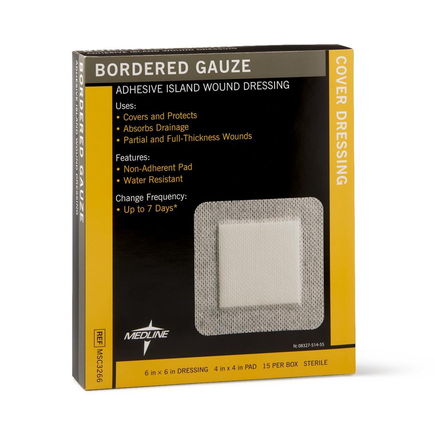 GAUZE, BORDERED STR 6"X6" (15/BX 10BX/CS)