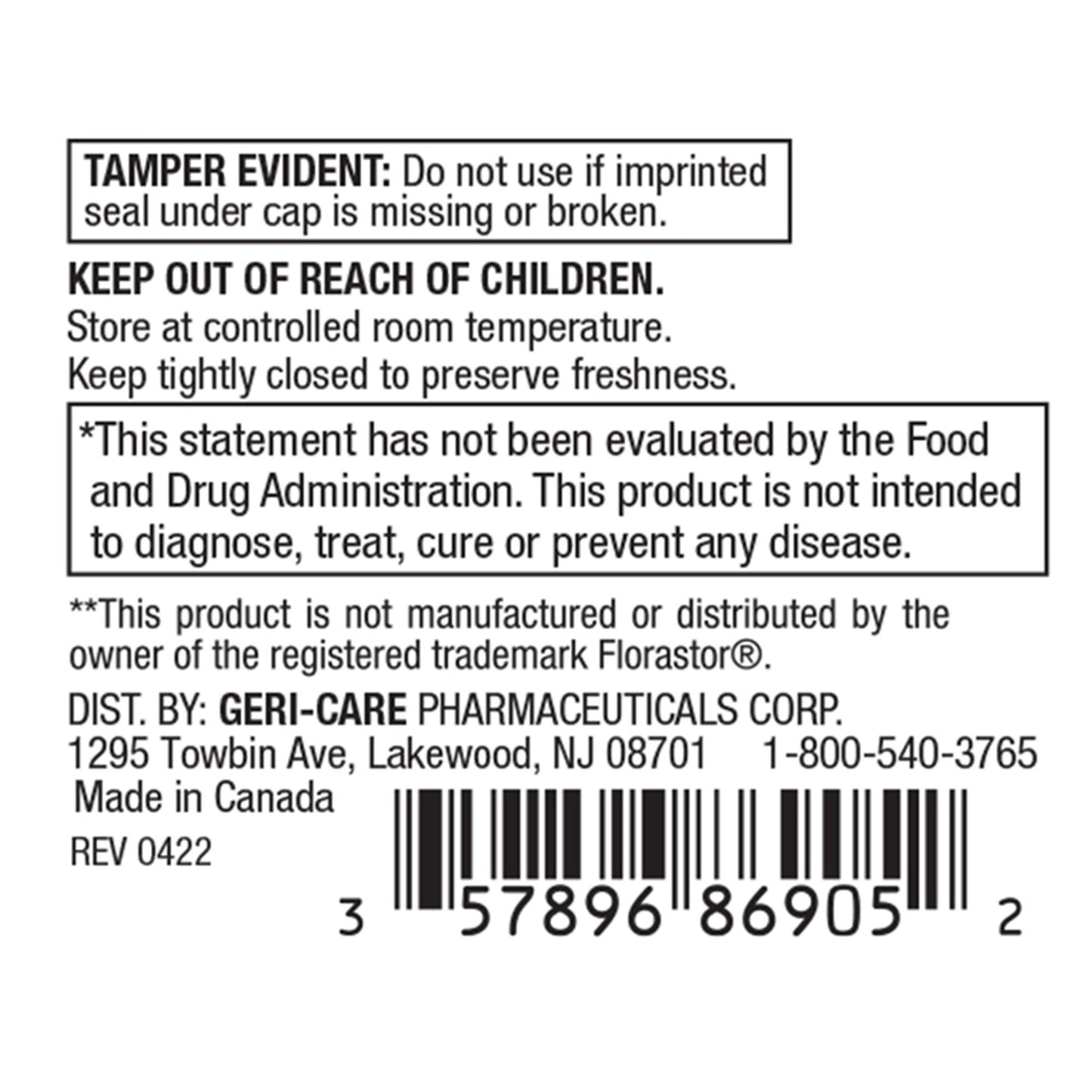 PROBIOTIC, CAP 250MG (50/BT)