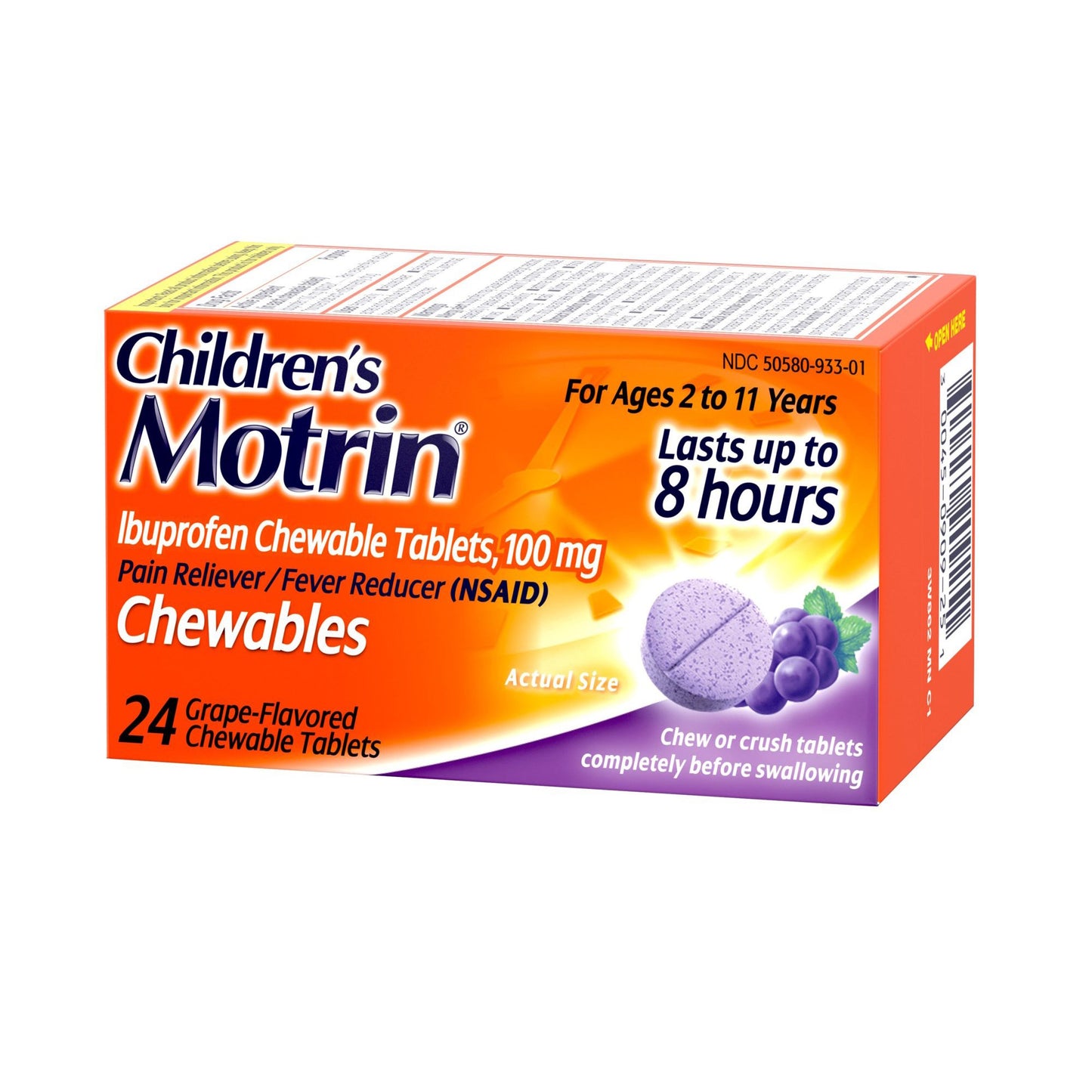 MOTRIN, TAB CHEWABLE CHLD GRAPE 100MG (24/BT)