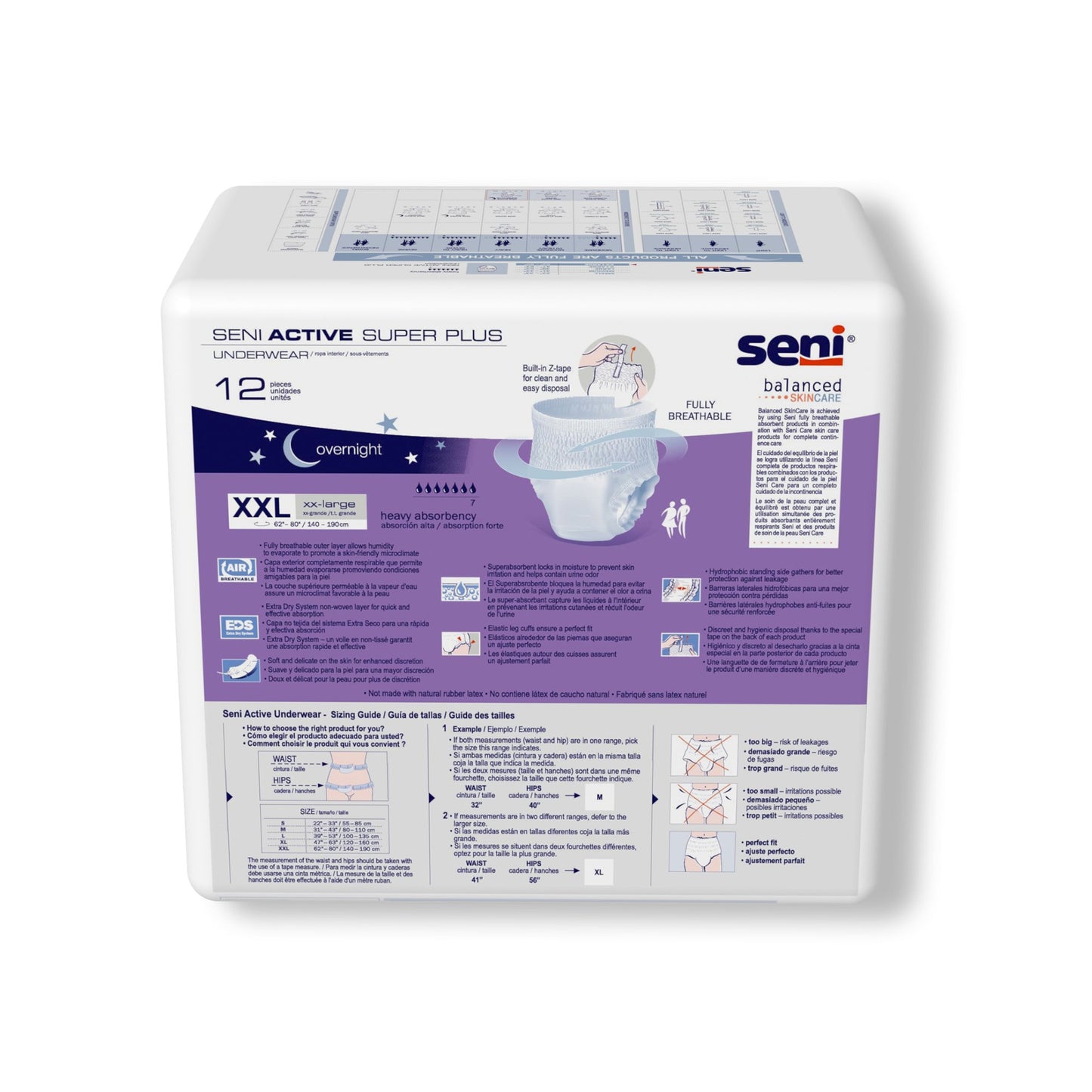 UNDERWEAR, SENI ACTIVE SUPER PLUS 2XLG (12/PK 4PK/CS)
