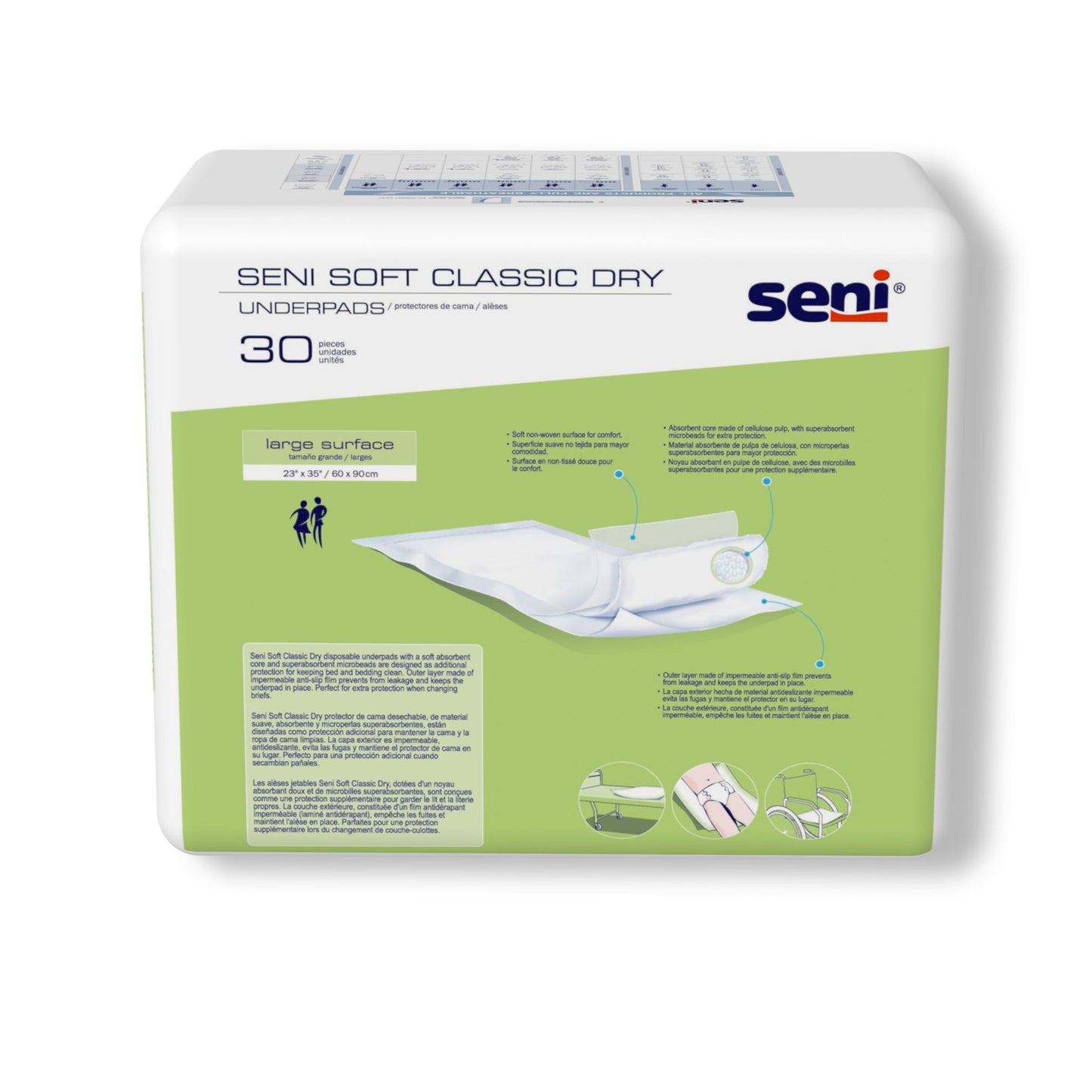 UNDERPAD, SENI SOFT CLASSIC DRY HYGIENIC 23"-35" (30/PK 4PK/